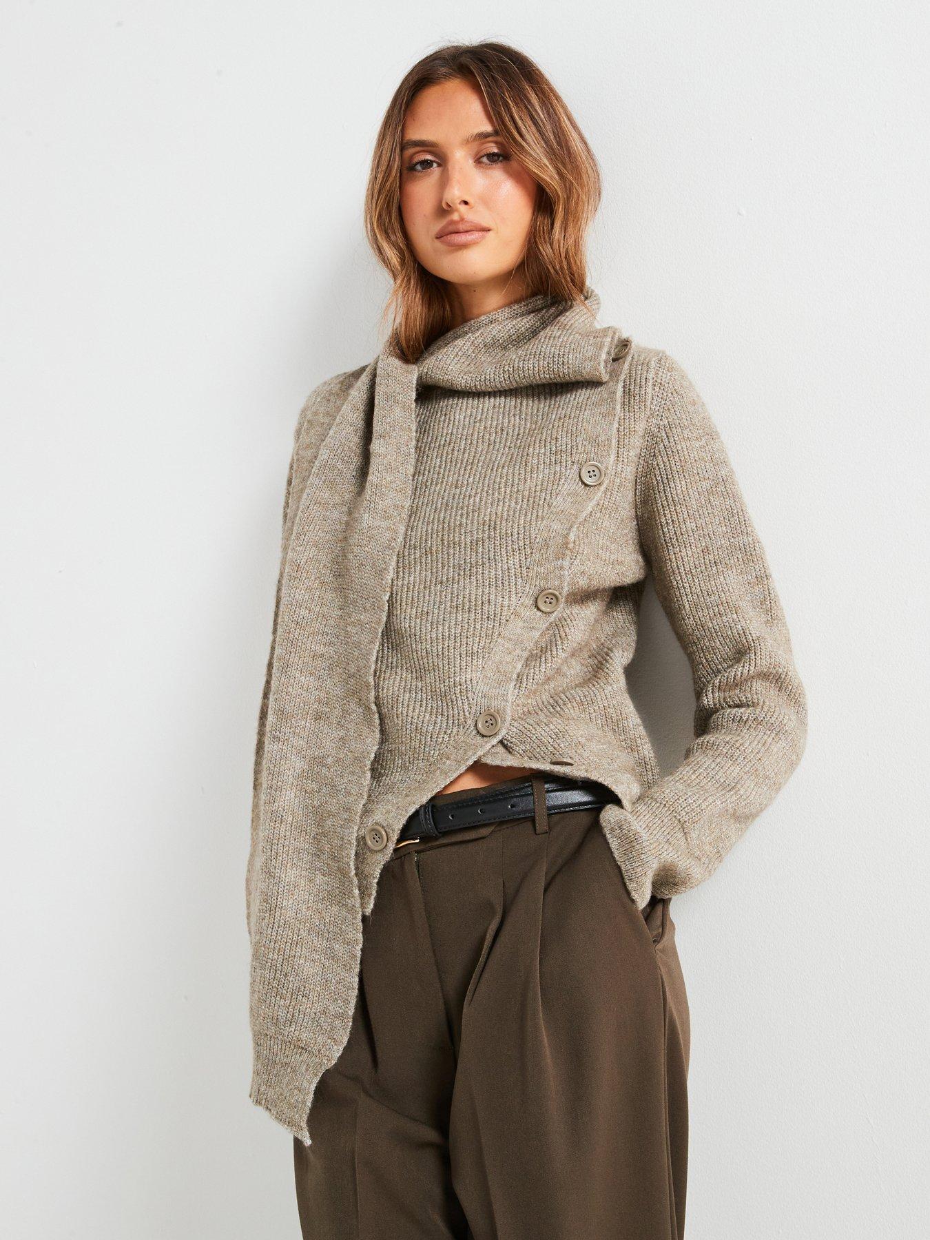 undefined Sweater With Scarf And Buttons - Green