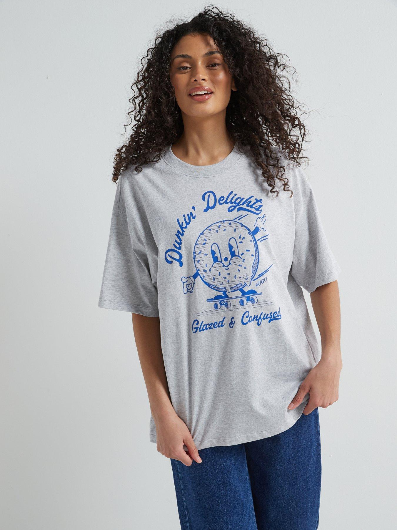 undefined Graphic Crew Neck Oversized T-Shirt - Grey