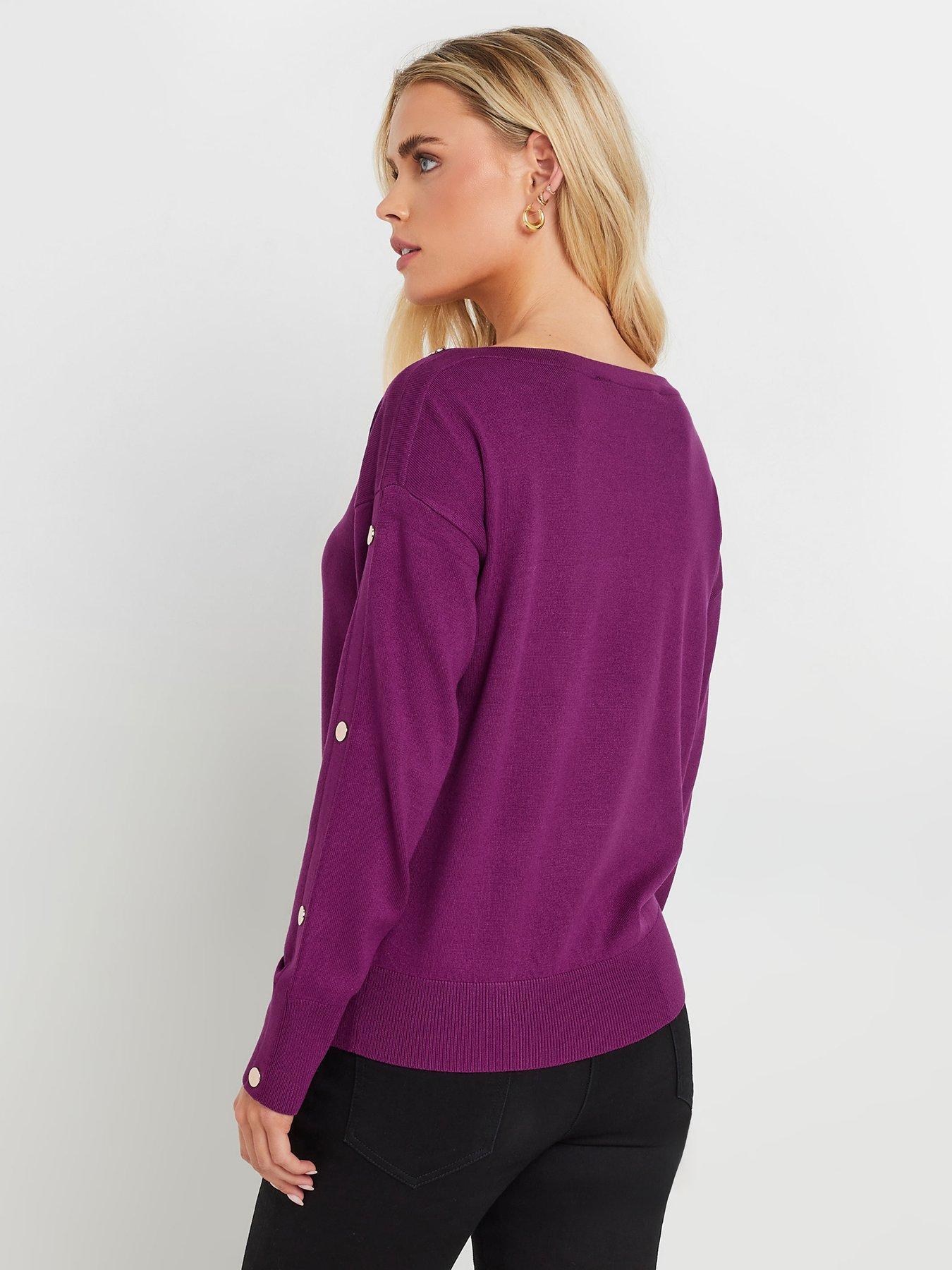Image 2 of 4 of M&Co Petite Popper Detail Jumper - Purple