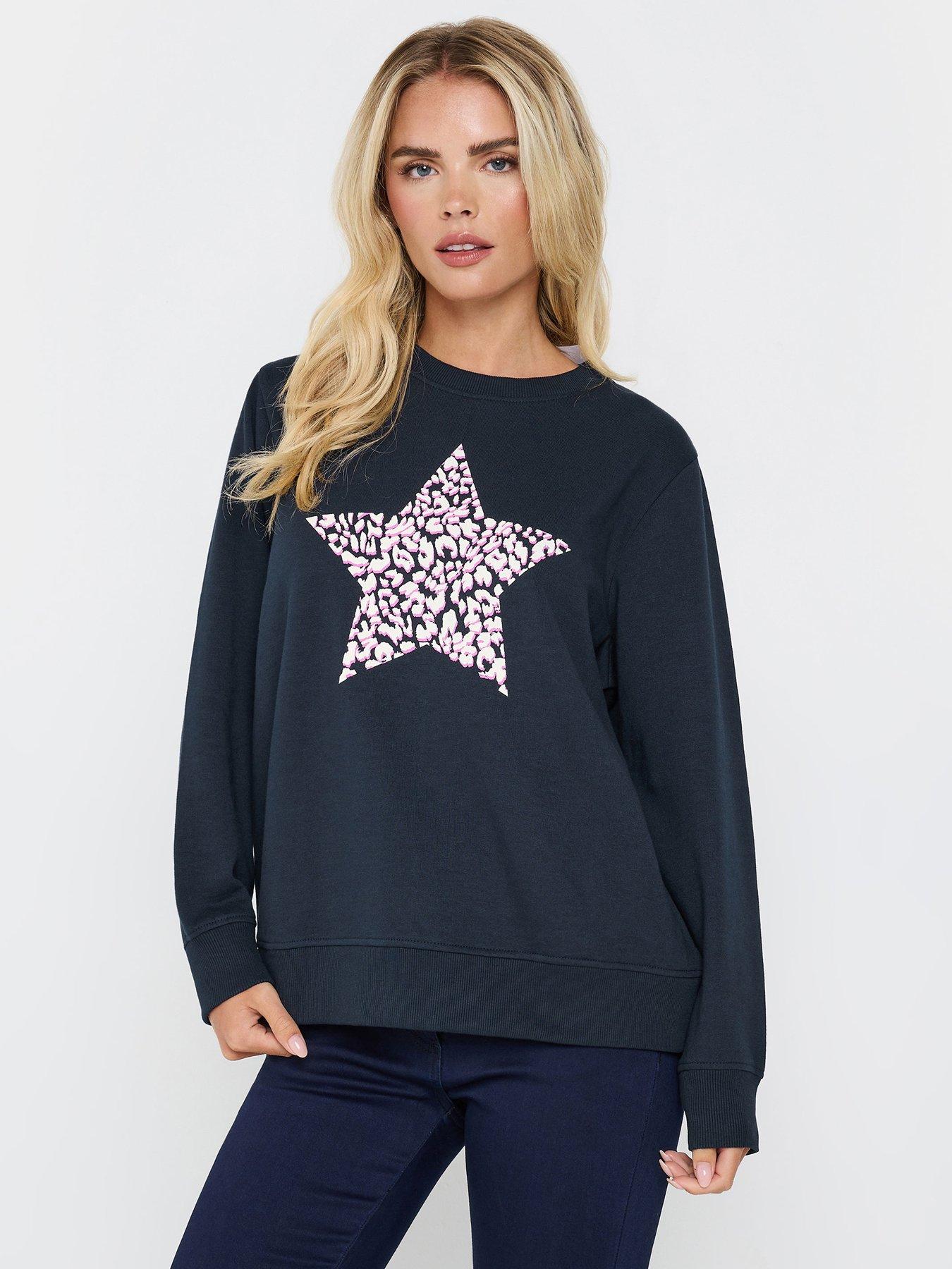 undefined Petite Animal Print Star Jumper - Blue