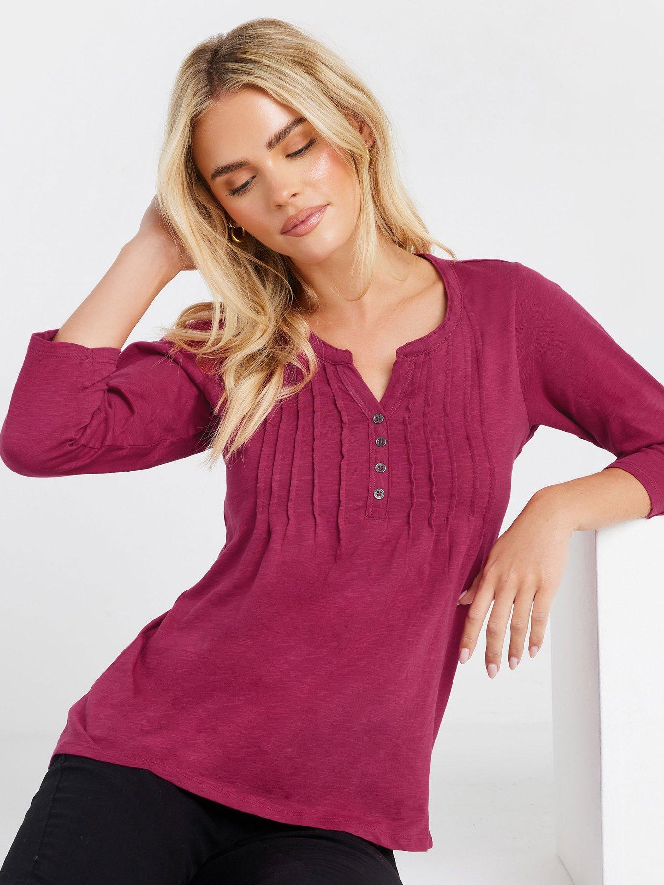Juni Short Sleeve Petite Top in Sky Berry - One Size