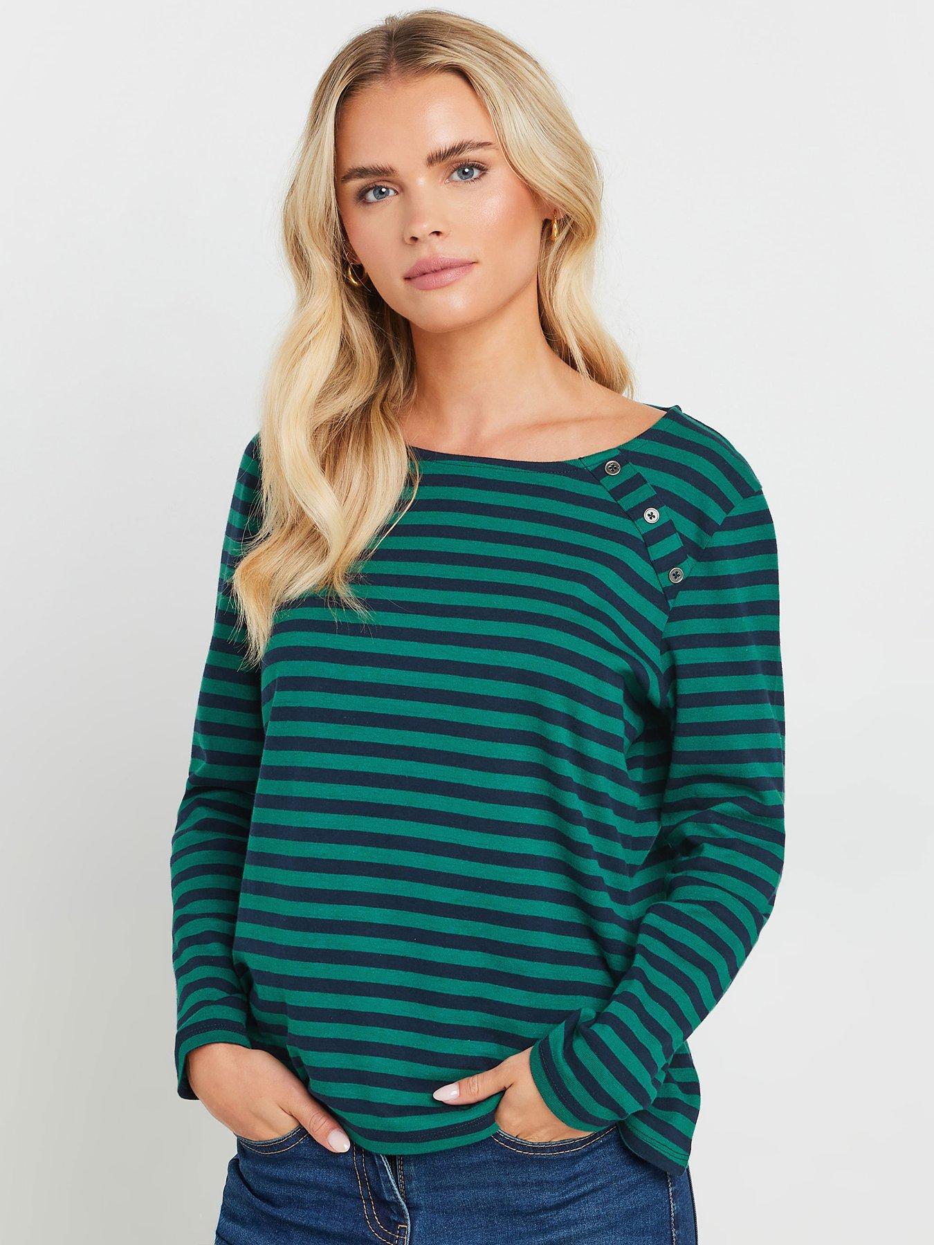 undefined Petite Long Sleeve Crew Neck Top - Teal
