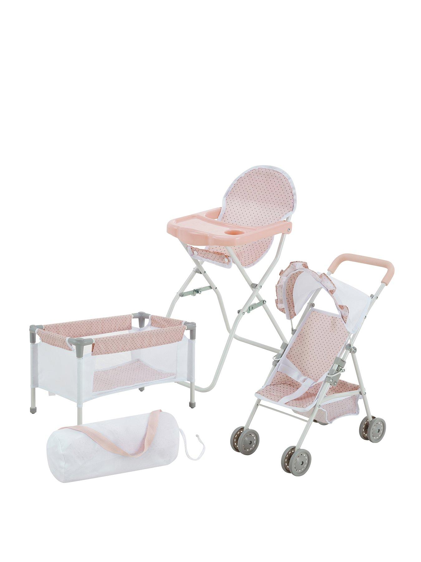 undefined Polka Dots Princess 3 in 1 Doll Nursery Set - Pink & Grey