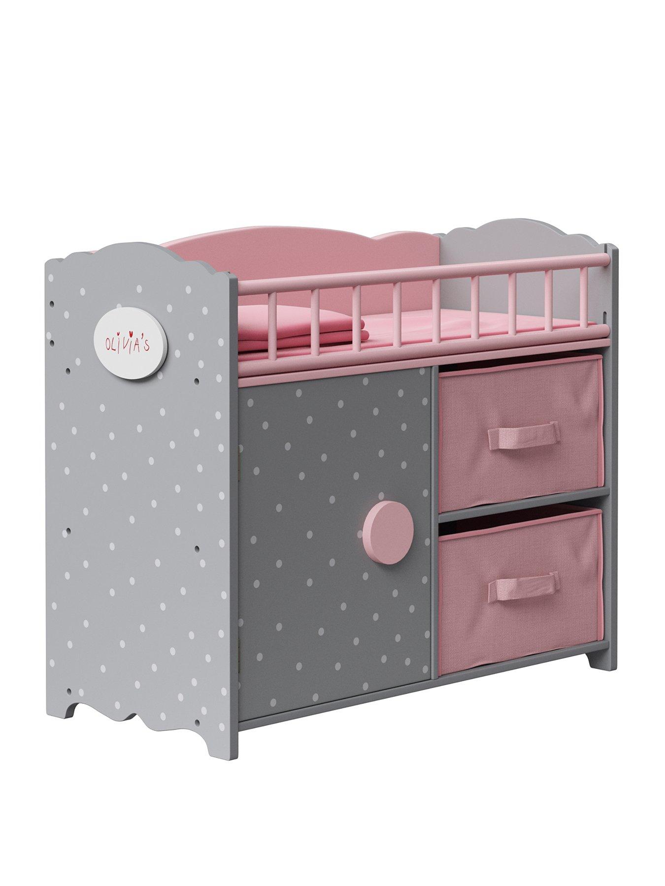 undefined Polka Dots Princess Baby Doll Crib with Cabinet and Cubby