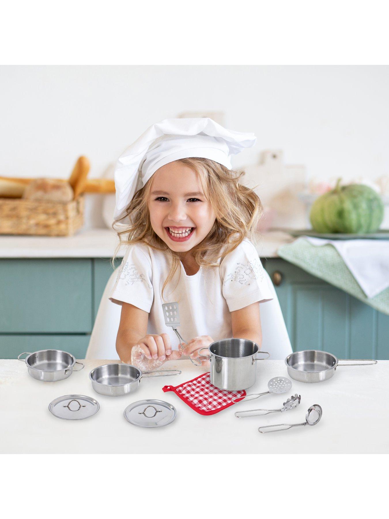 Image 2 of 6 of Teamson Kids Little Chef Frankfurt Stainless Steel Cooking Accessory Set - Multi-Color- 11 pcs