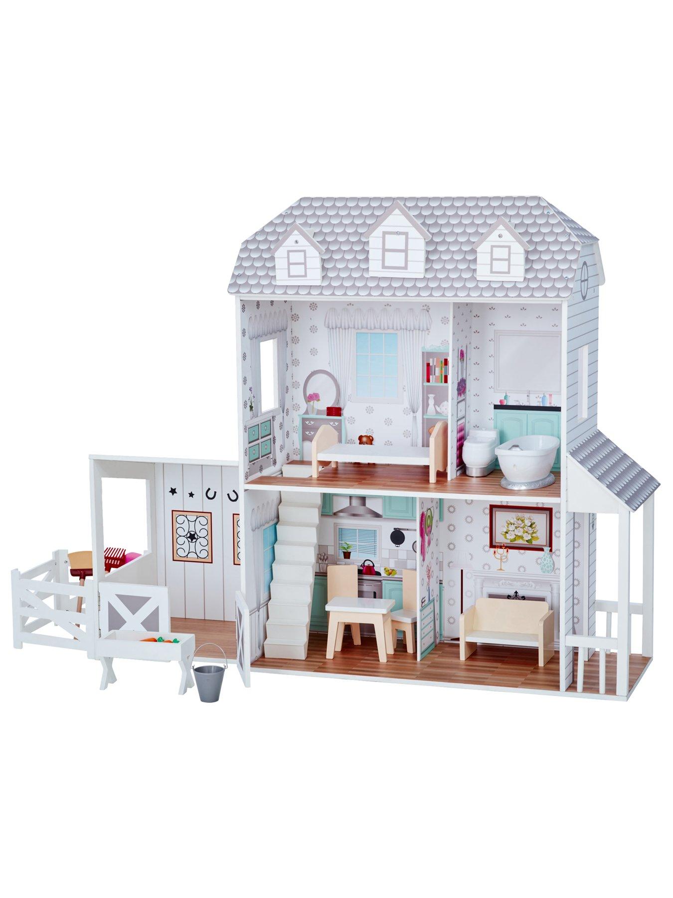 Teamson Kids Olivia s Little World Dreamland Farm house 12 Doll House White Grey Very