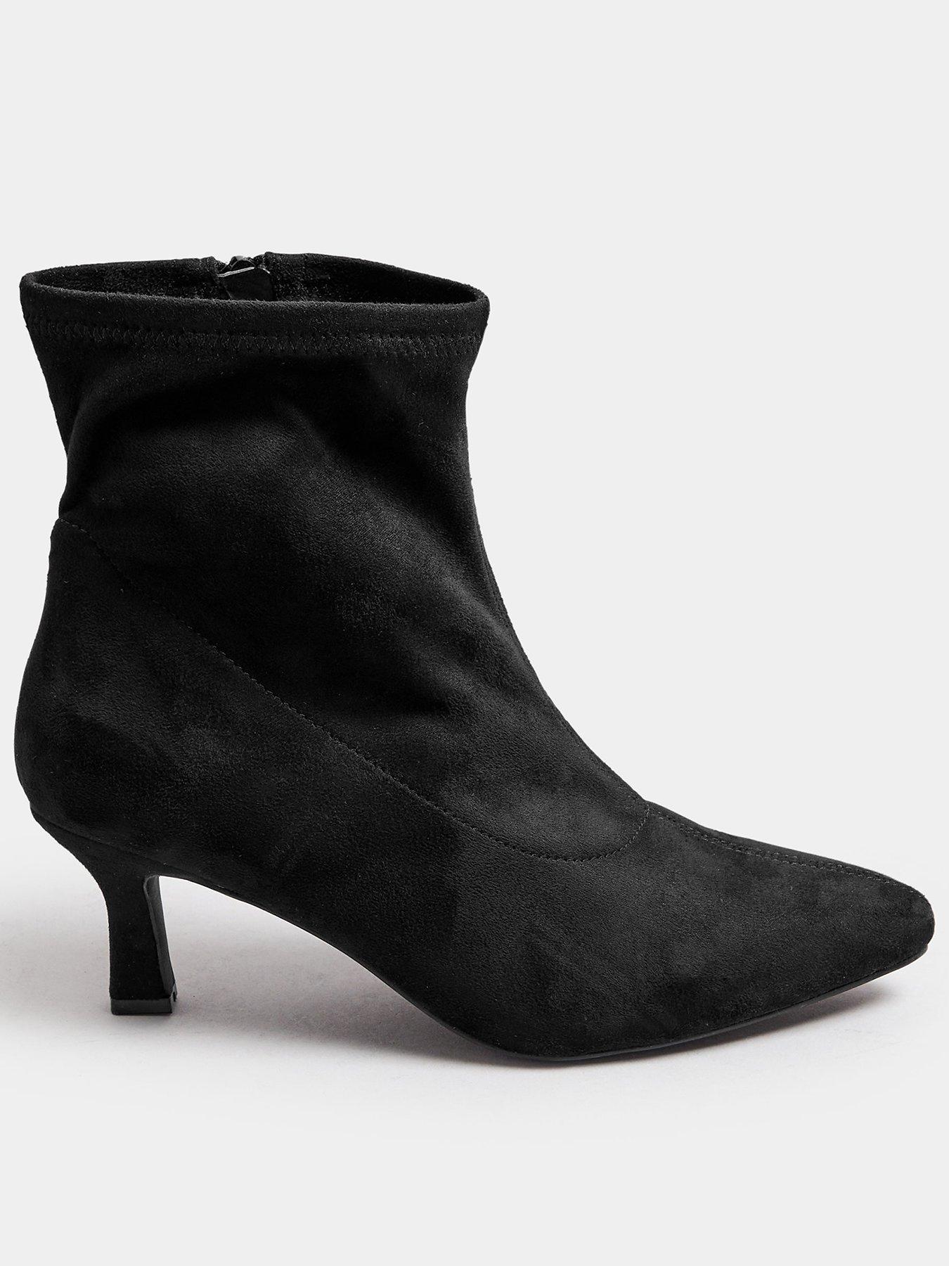 Yours Extra Wide Fit Pointed Toe Heeled Ankle Boot - Black