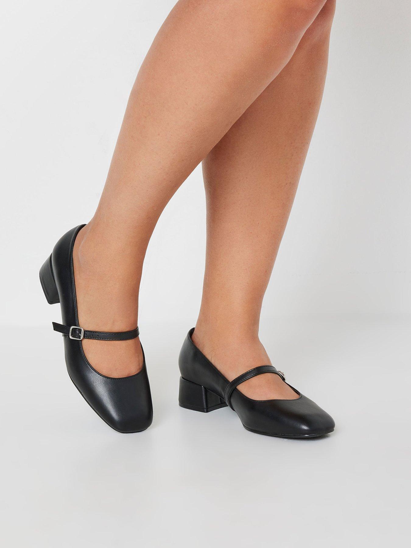 Yours Extra Wide Fit PU Block Heel Mary Jane Shoes Black Very