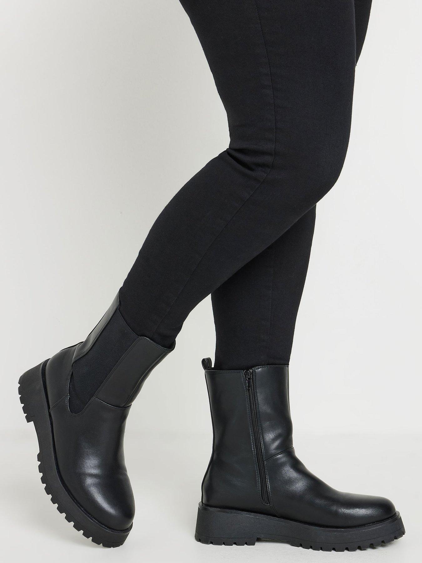 Wide fit chunky boots sales