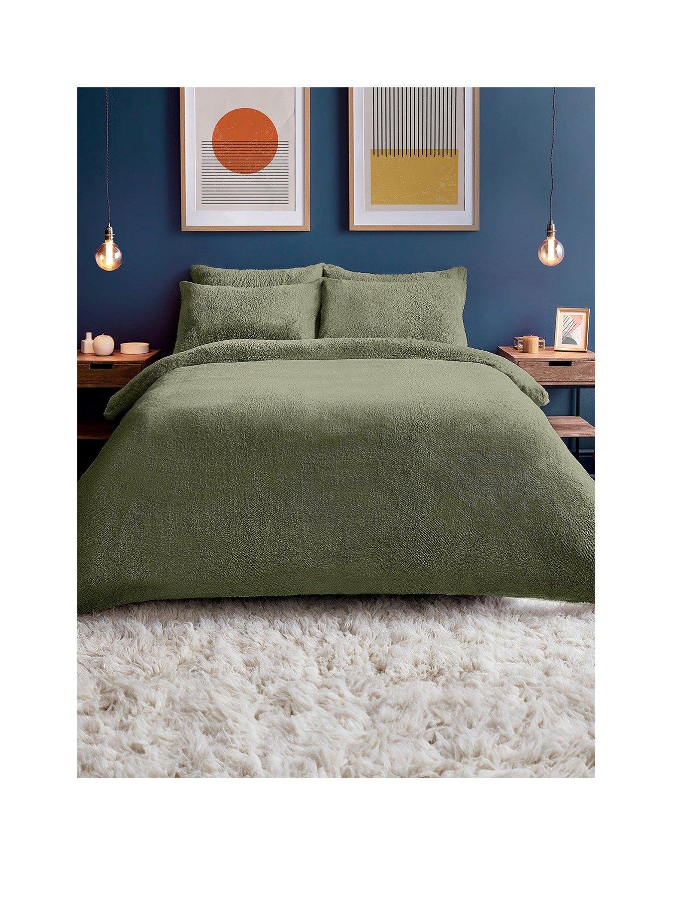 Product photograph of Silentnight Teddy Fleece Duvet Set - Sage - King from very.co.uk