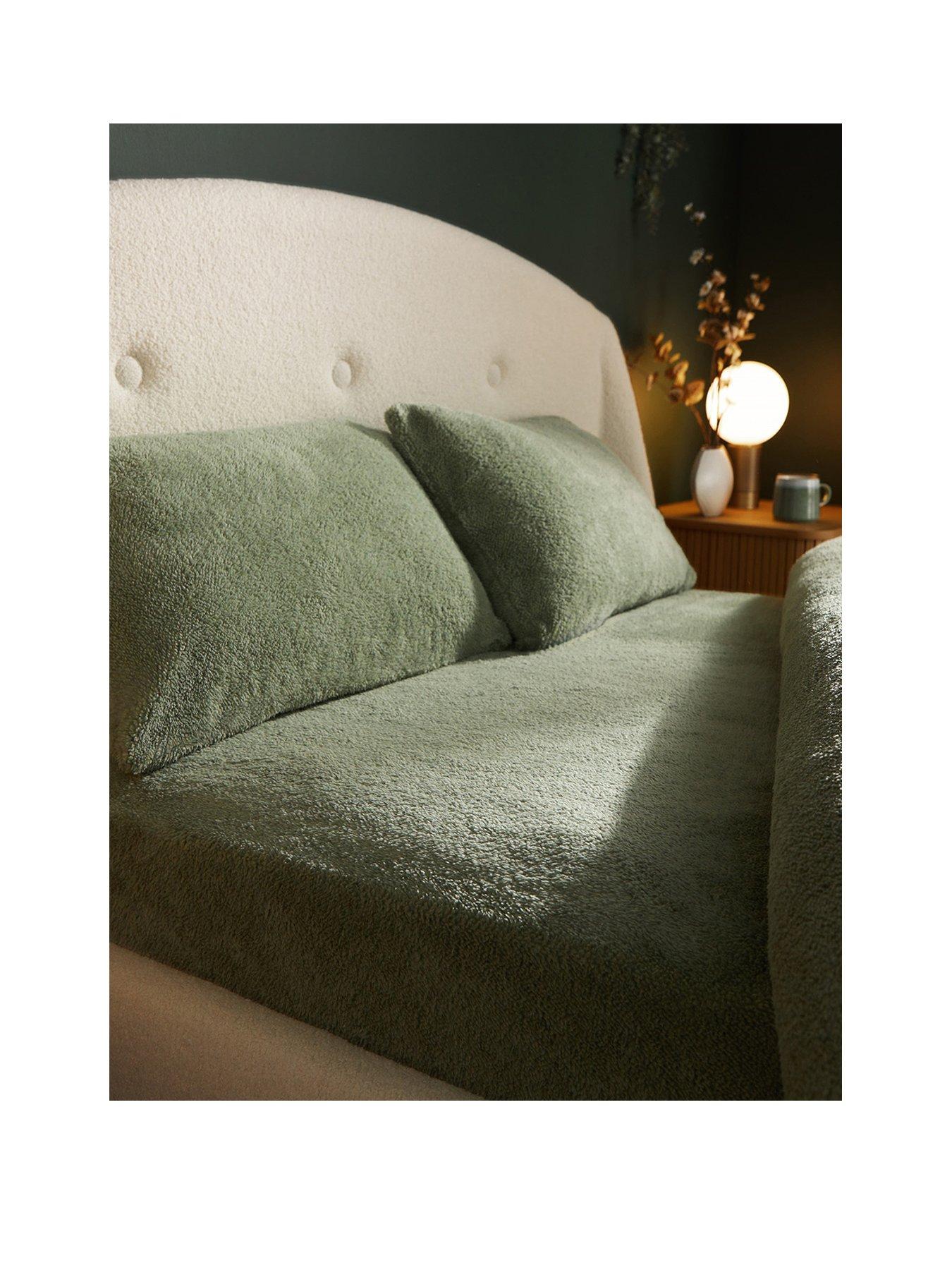 Product photograph of Silentnight Teddy Fleece Fitted Sheet - Sage - King from very.co.uk