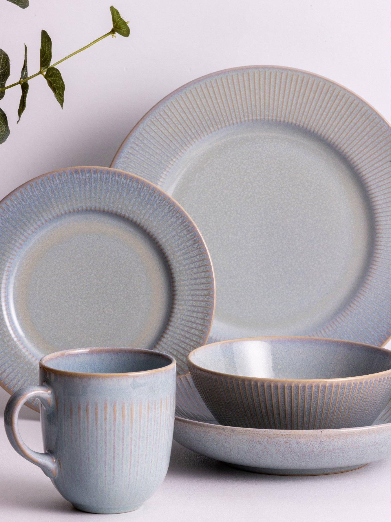 Mason Cash Reactive Linear 12-Piece Dinner Set in Grey