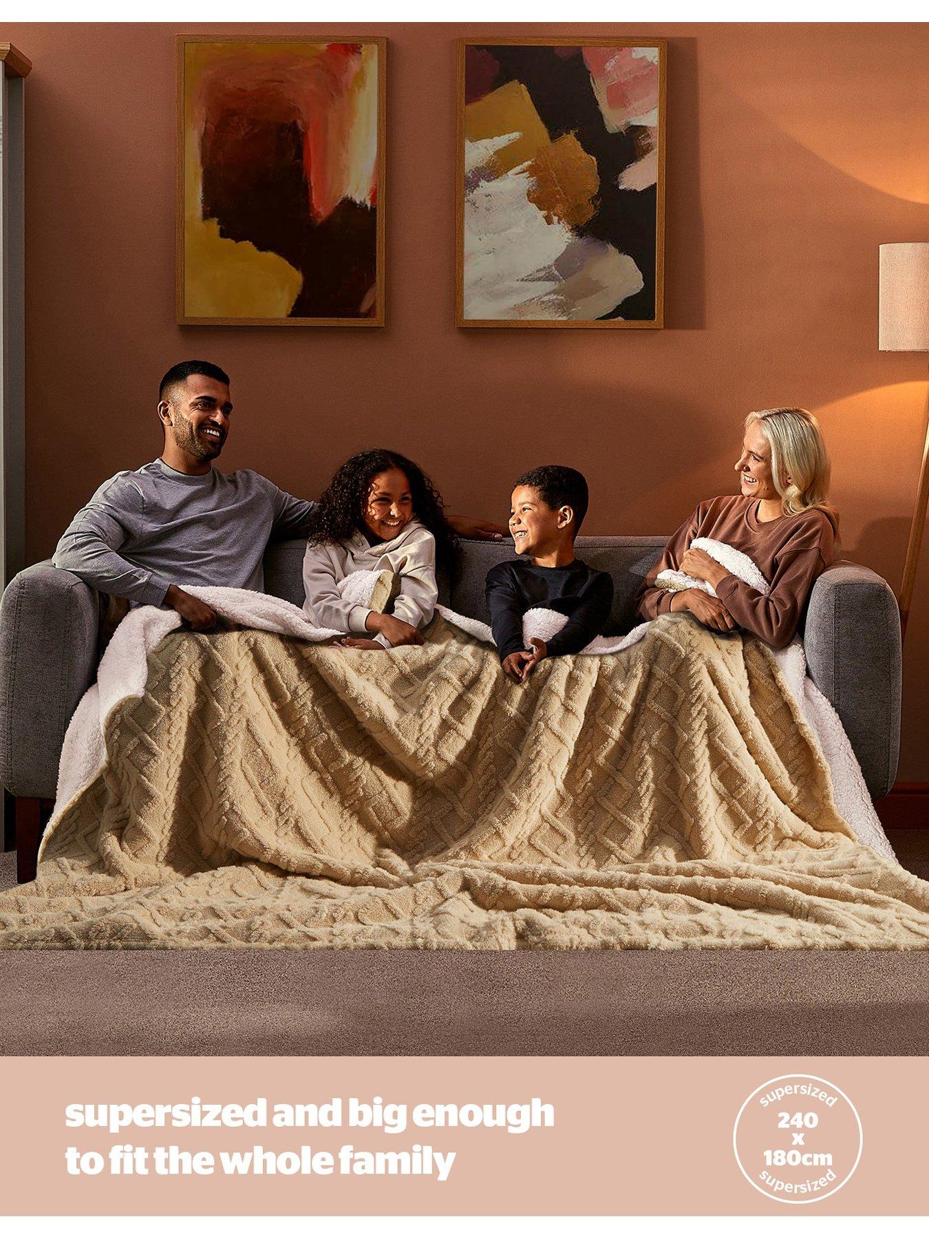 Image 3 of 7 of Silentnight Snugsie Family Blanket - Cable Knit - Natural
