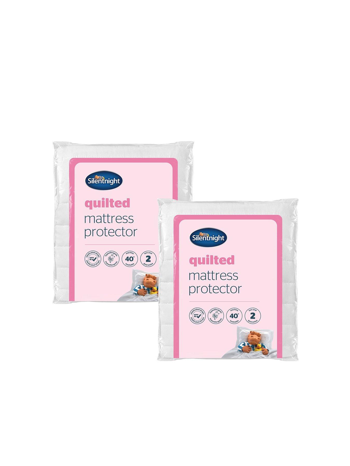 Product photograph of Silentnight New And Improved Quilted Mattress Protector - King Skirt - 2 Pack - White from very.co.uk