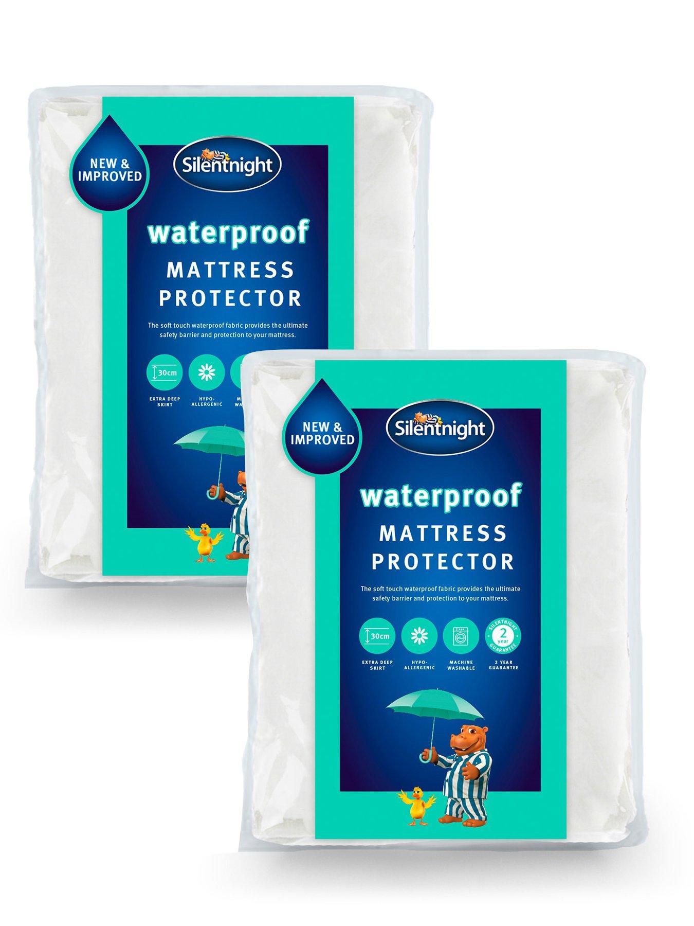 Product photograph of Silentnight Supersoft Waterproof Mattress Protector - King - 2 Pack - White from very.co.uk