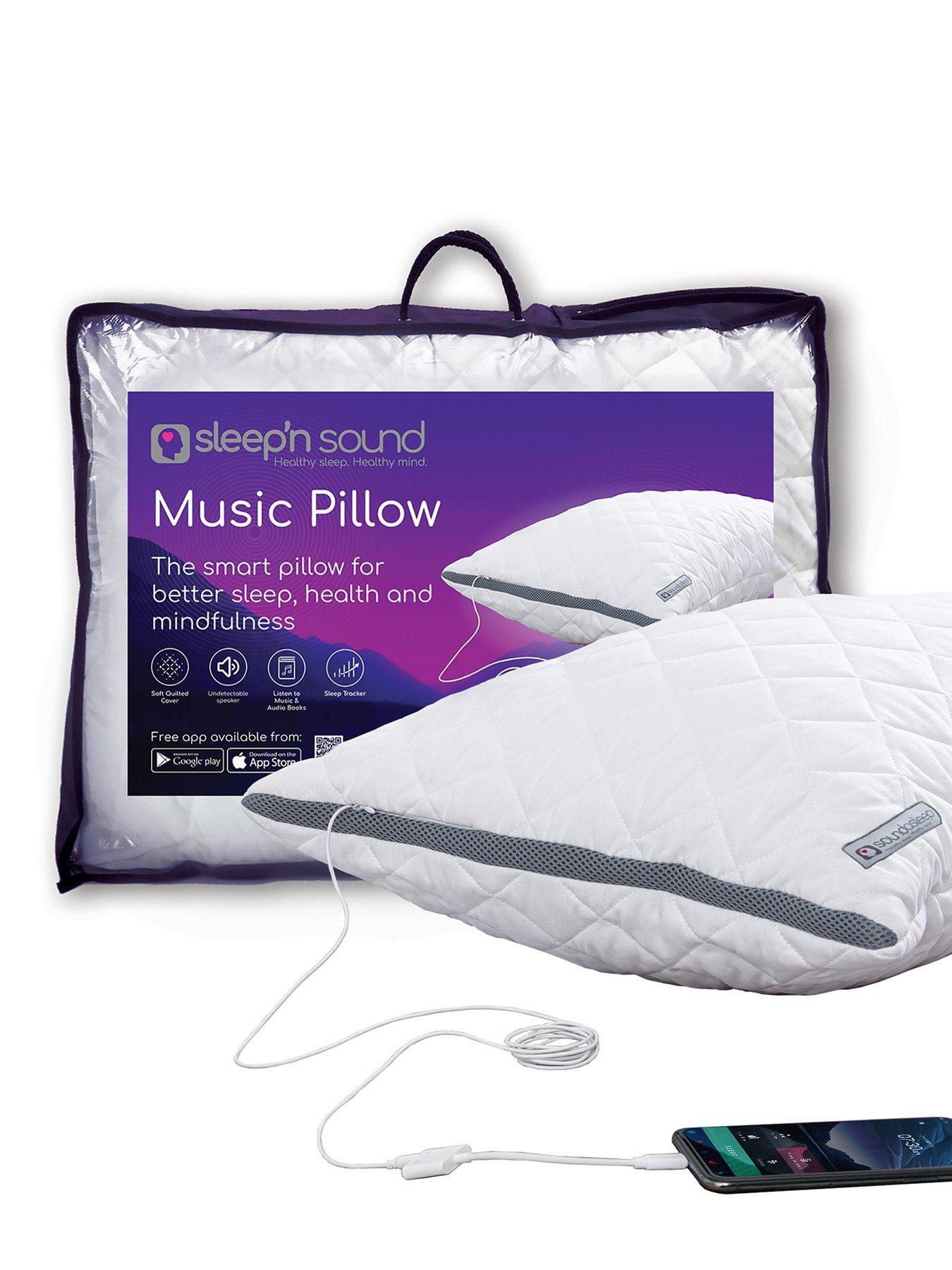 Product photograph of Silentnight Sound Asleep Wired Speaker Pillow - White from very.co.uk