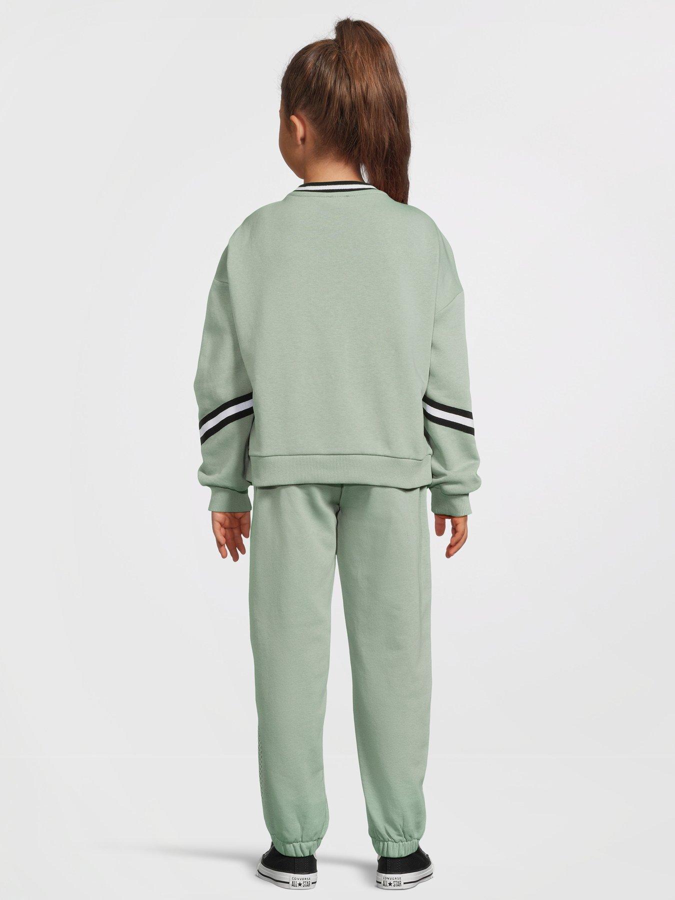 Image 2 of 6 of River Island Girls Iconic Sweatshirt Set - Khaki