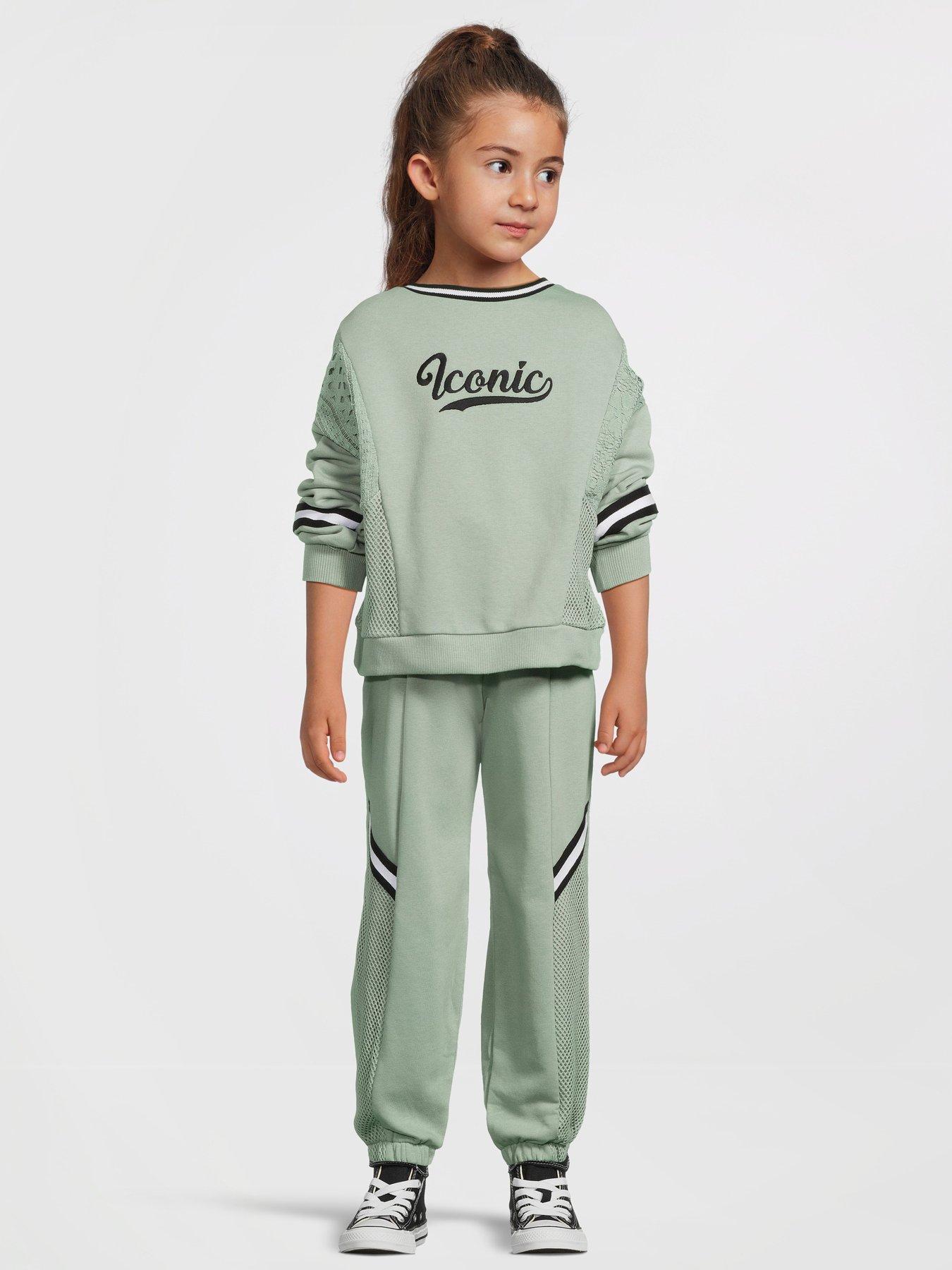 Image 3 of 6 of River Island Girls Iconic Sweatshirt Set - Khaki