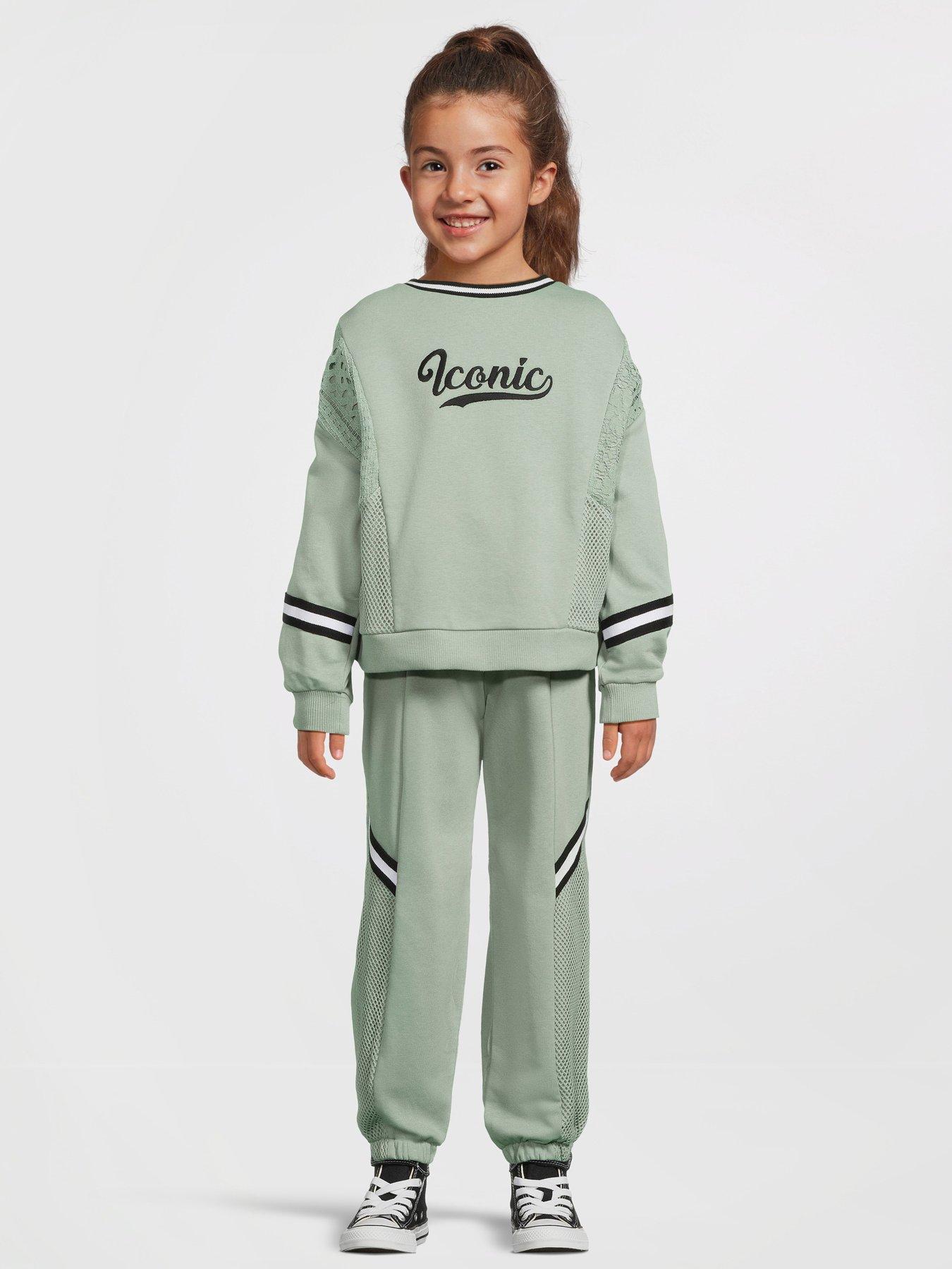Image 6 of 6 of River Island Girls Iconic Sweatshirt Set - Khaki
