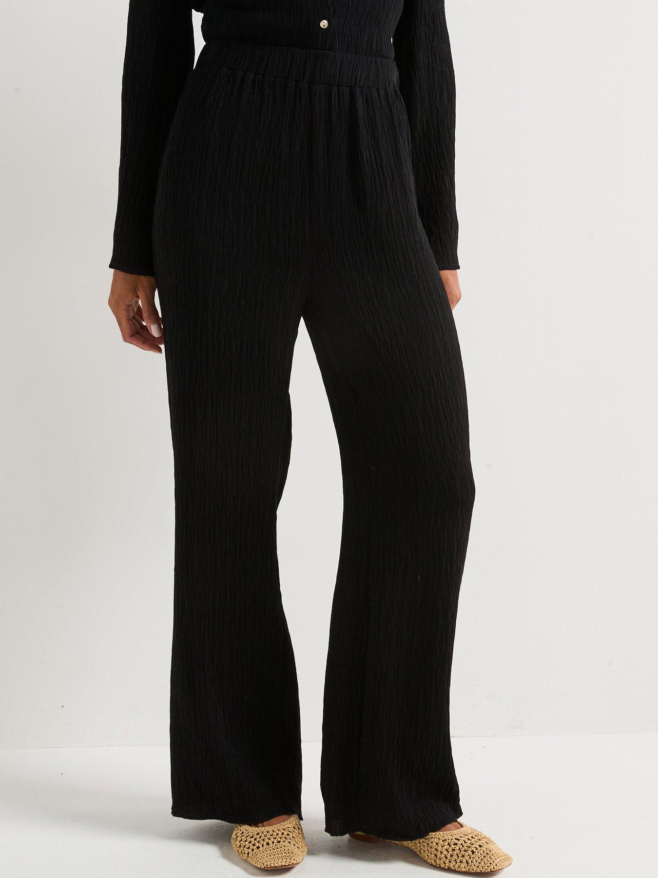 Image 1 of 5 of V by Very Crinkle Wide Leg Trouser Co-Ord - Black