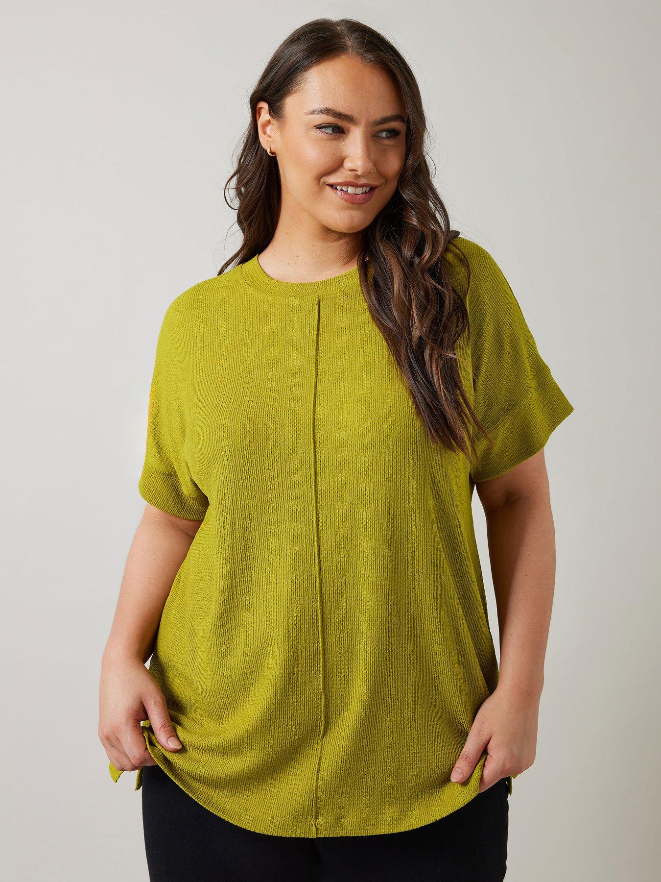 undefined Textured Seam Detail Top - Green