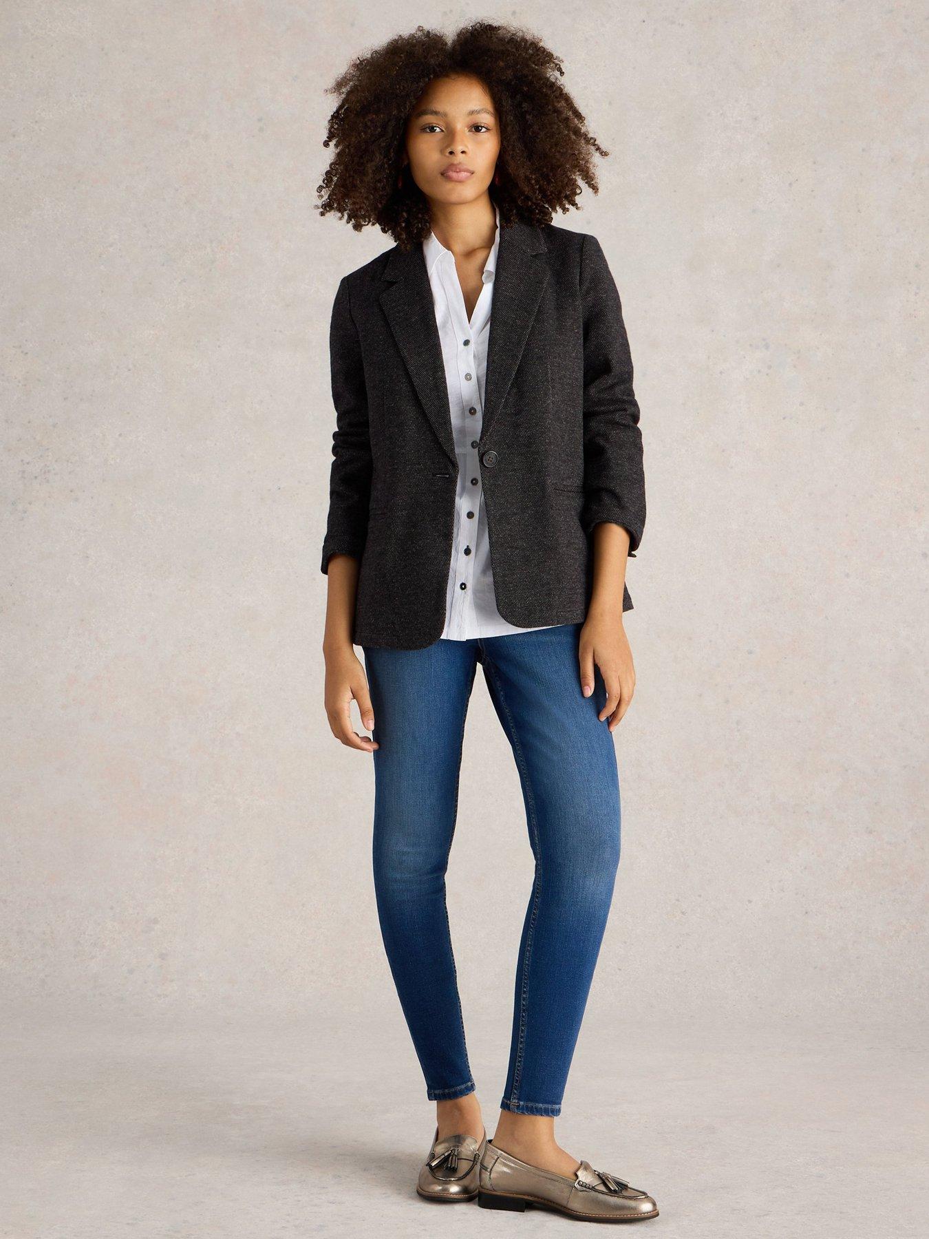 Dark grey blazer womens best sale