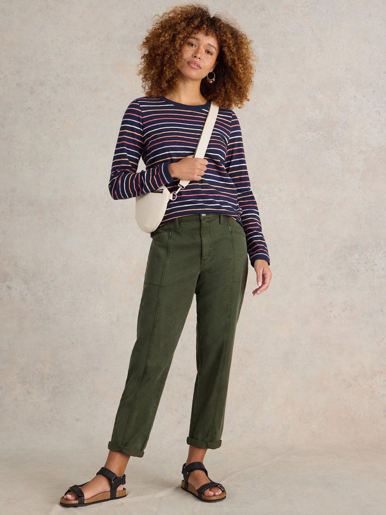undefined Clara Stripe Long Sleeve Top - Navy