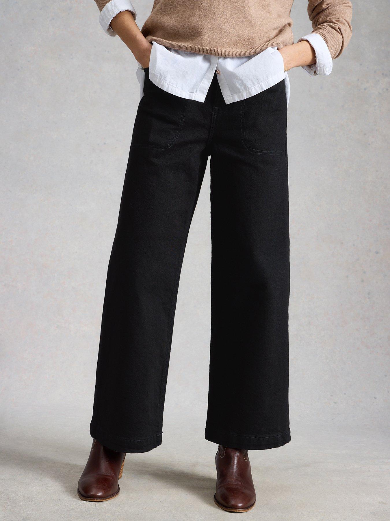 White Stuff Tia Wide Leg Crop Jean - Black