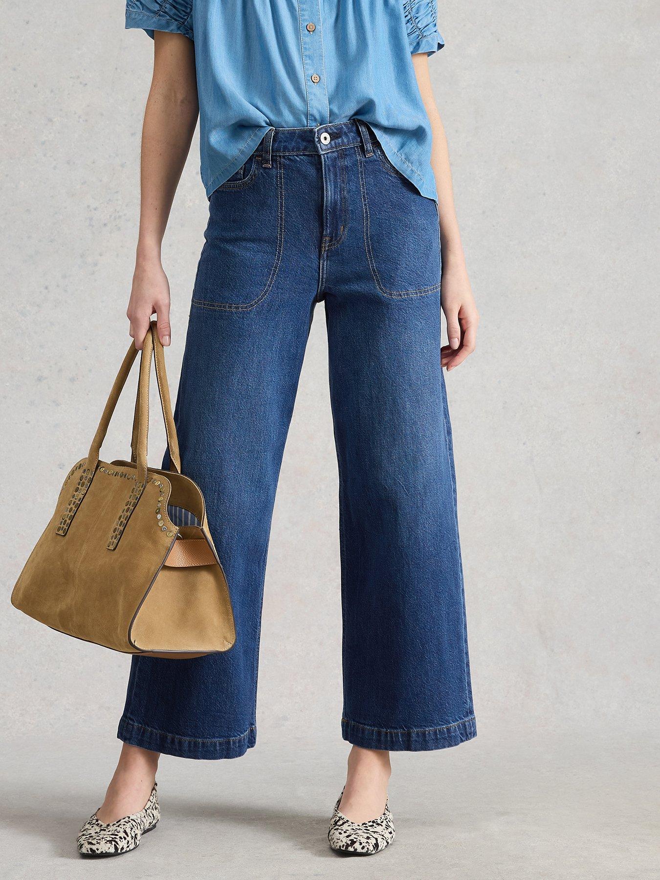 White Stuff Tia Wide Leg Crop Jean - Blue