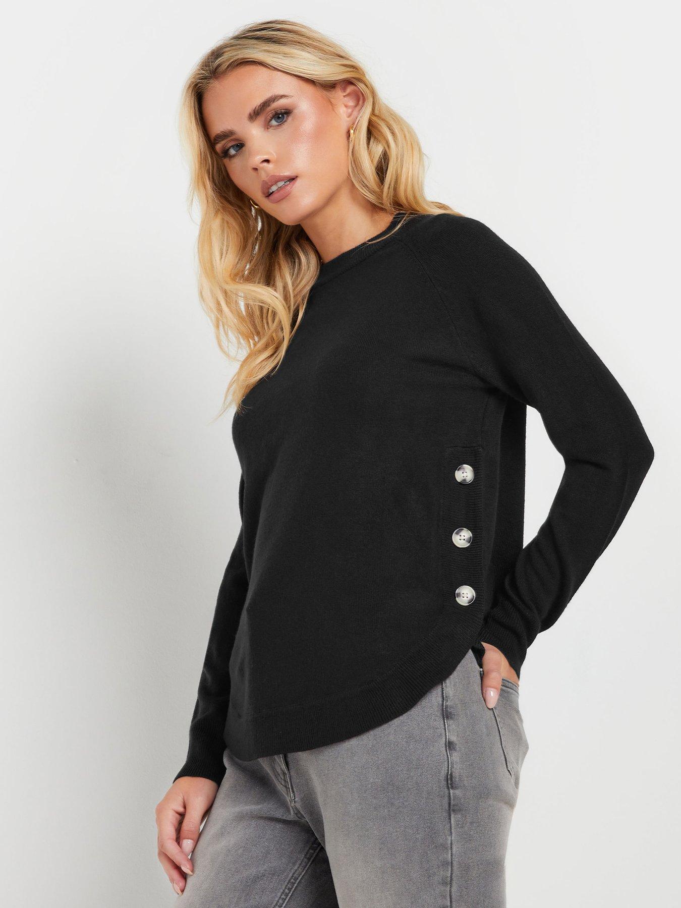 undefined Petite Button Side Jumper - Black