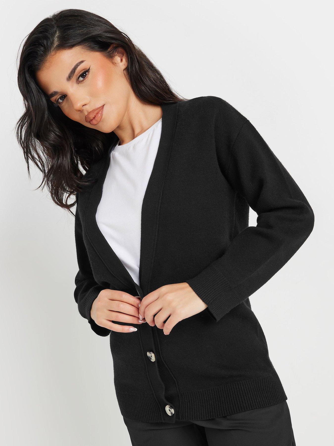 Image 1 of 4 of PixieGirl Petite Boyfriend Cardigan - Black