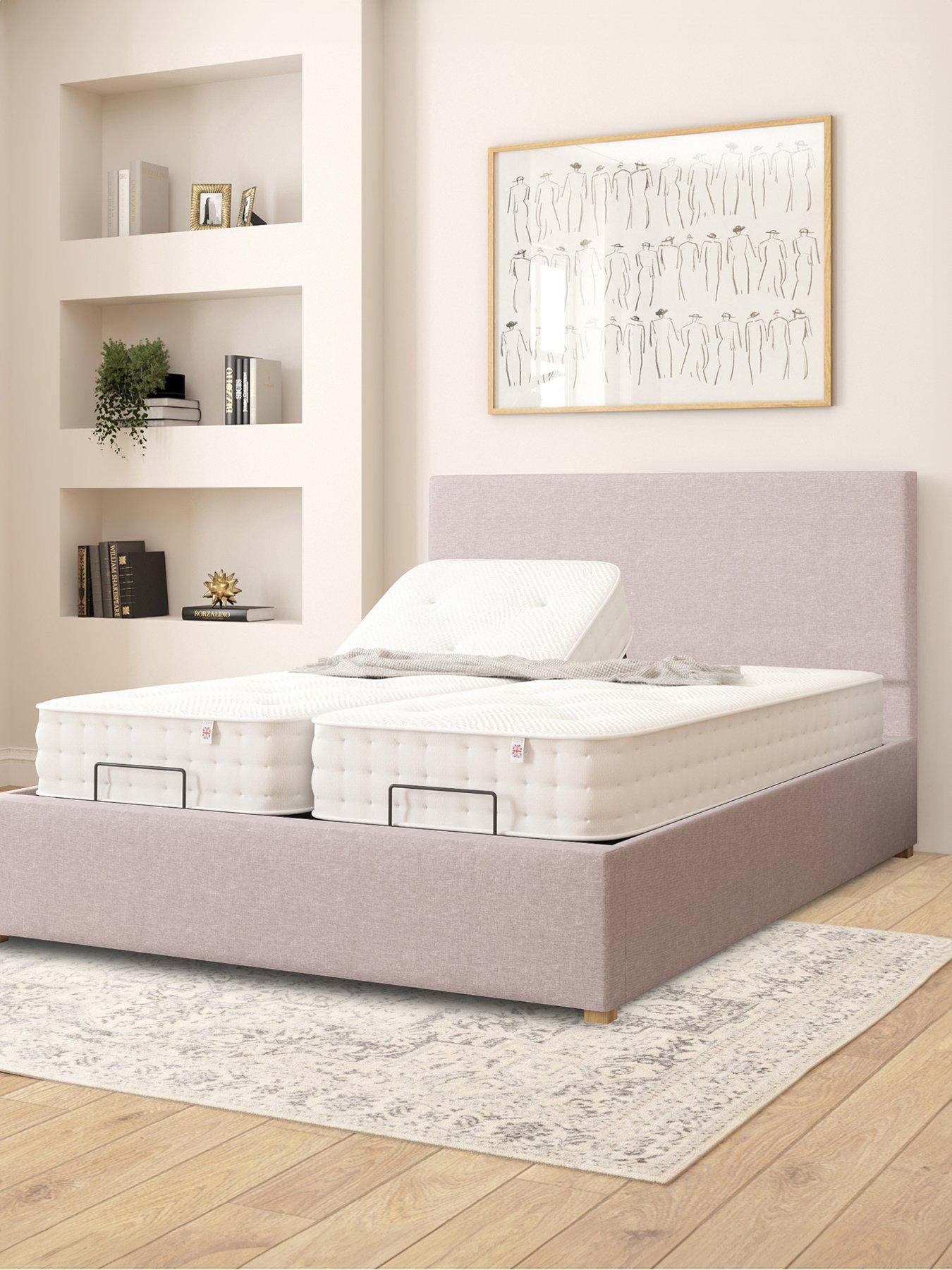 Product photograph of Aspire Garland Grey Linen Adjustable Bed Amp Matress - Super King - Super King from very.co.uk