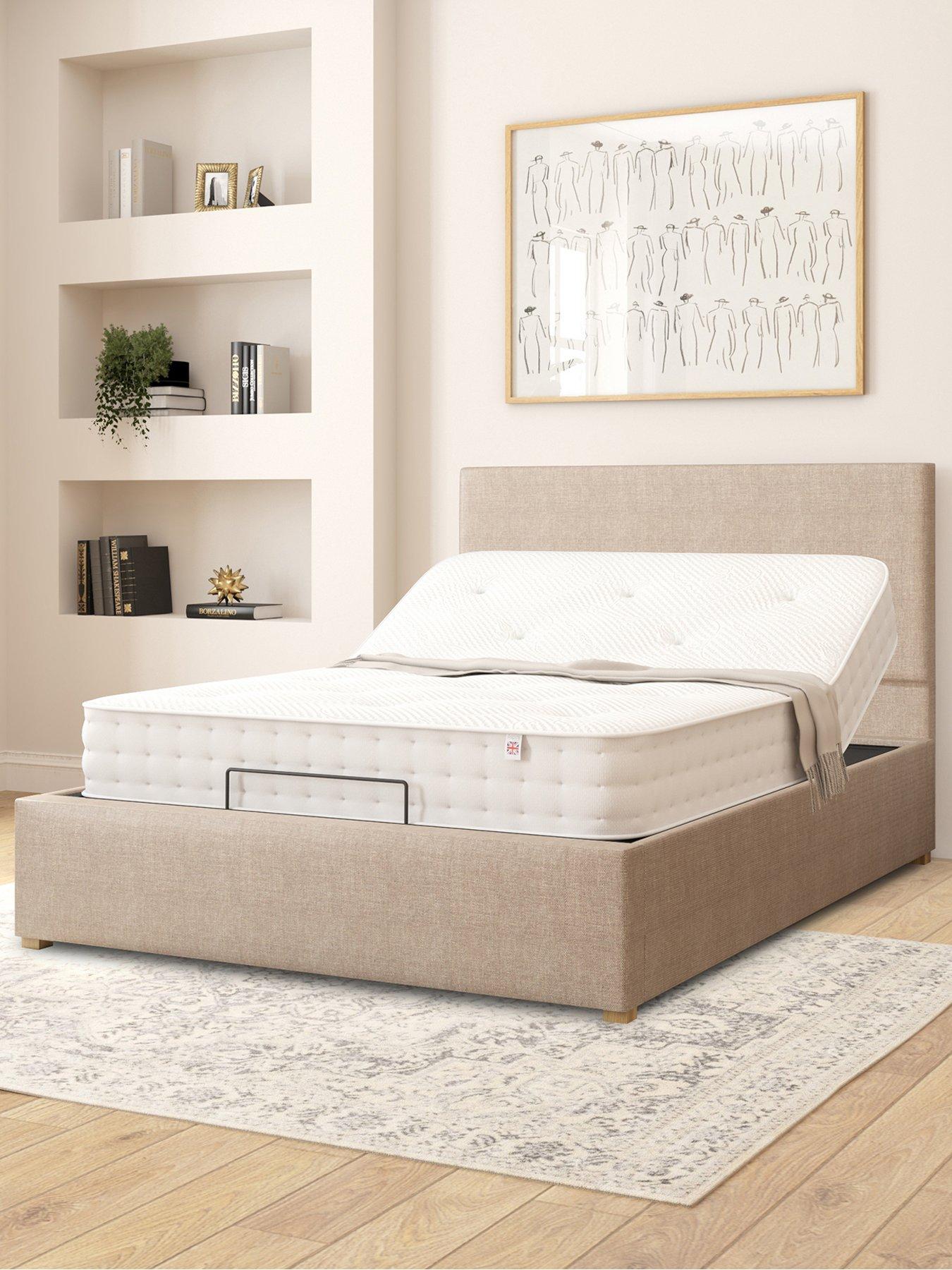 Product photograph of Aspire Garland Natural Linen Adjustable Bed Amp Matress - King - Double from very.co.uk