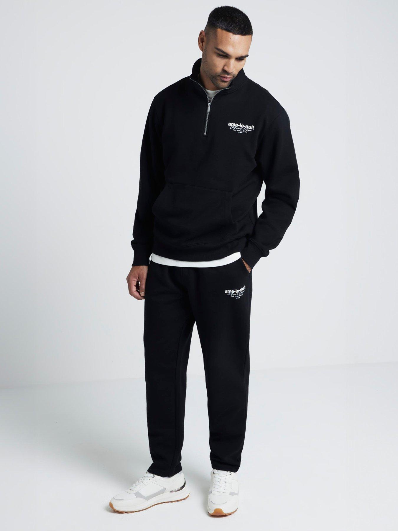 Regular Fit Ame Le Nuit Open Hem Joggers Black