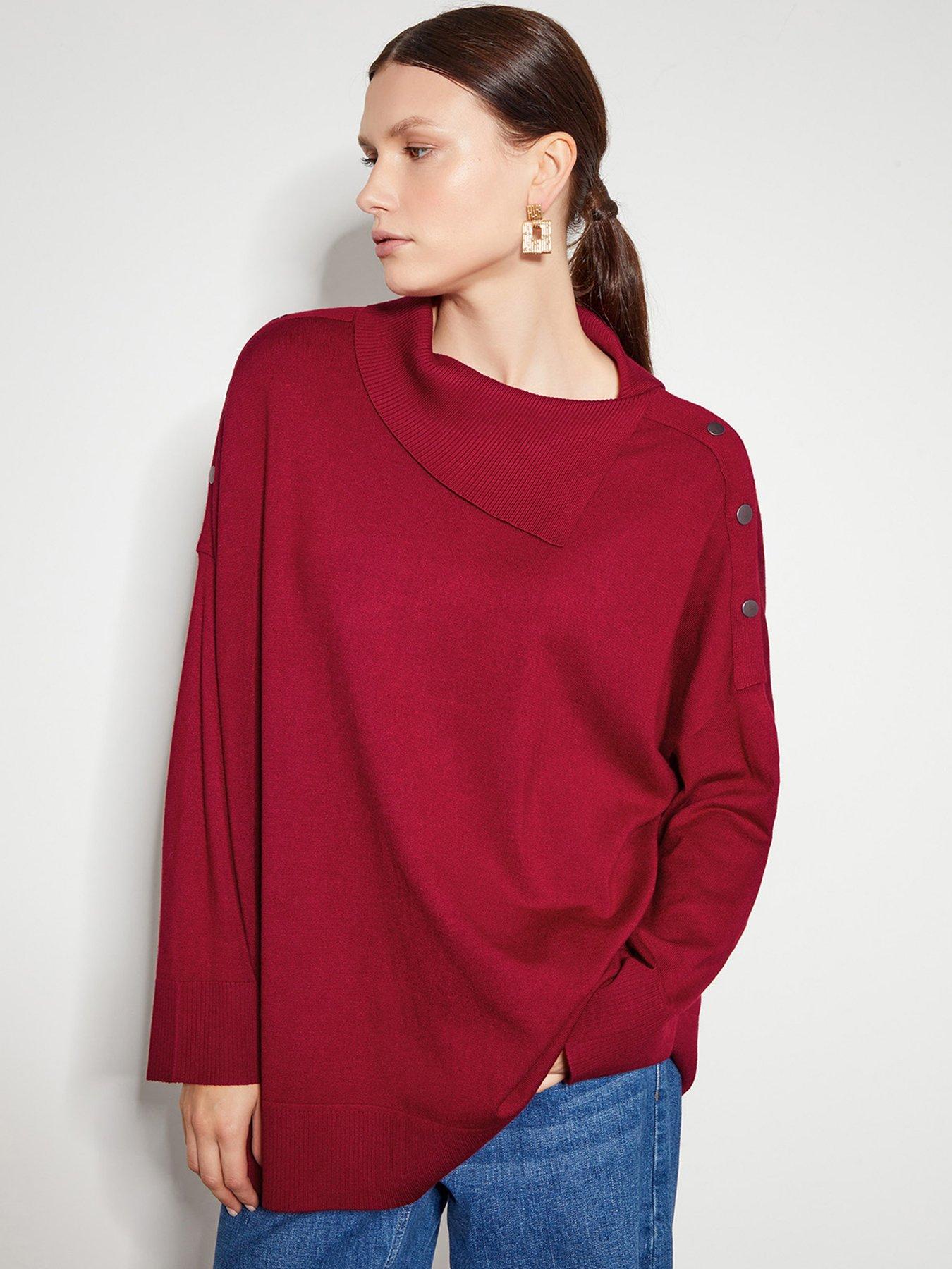 Image 1 of 6 of Monsoon Beth Button Jumper - Red