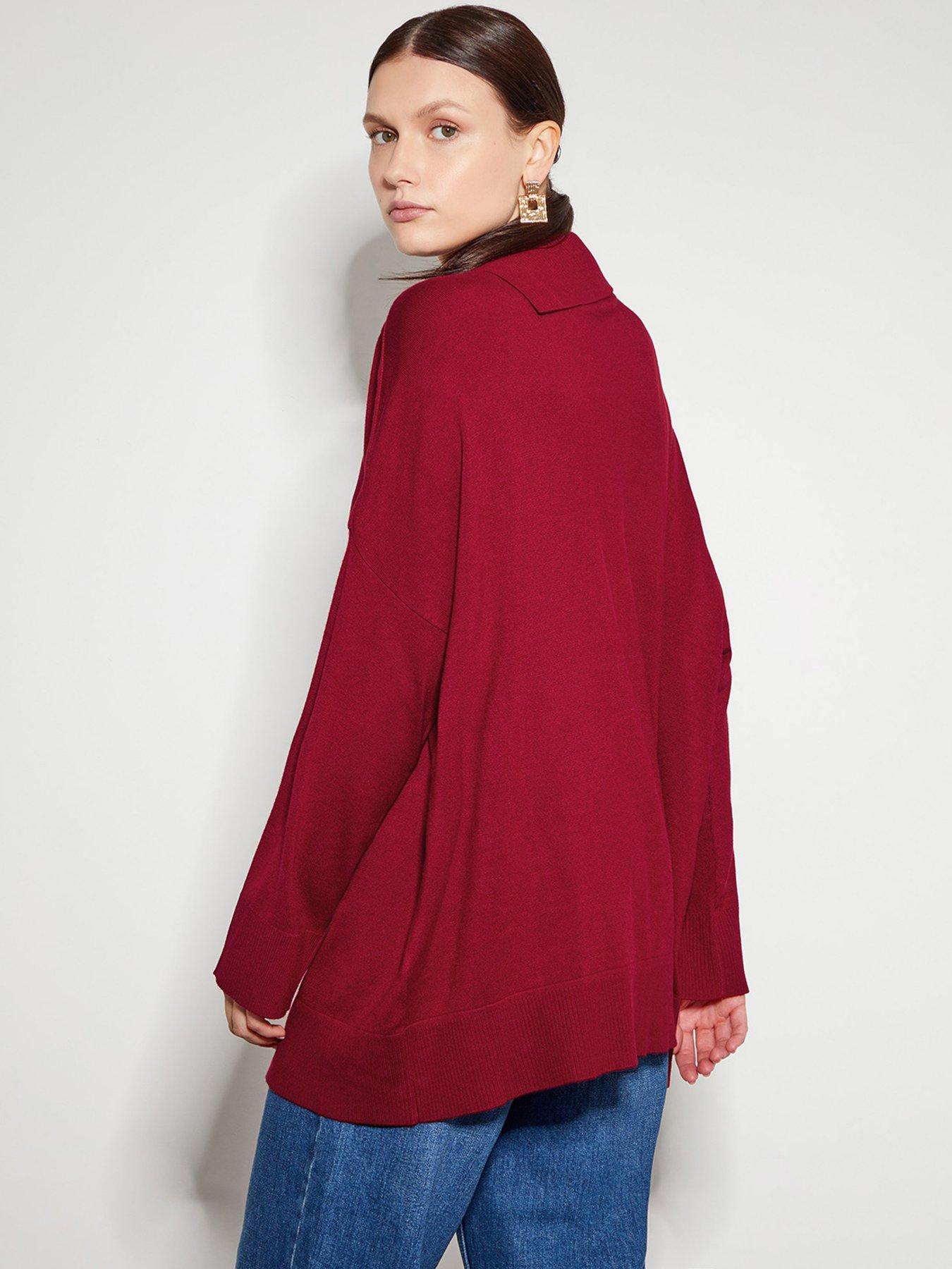 Image 2 of 6 of Monsoon Beth Button Jumper - Red