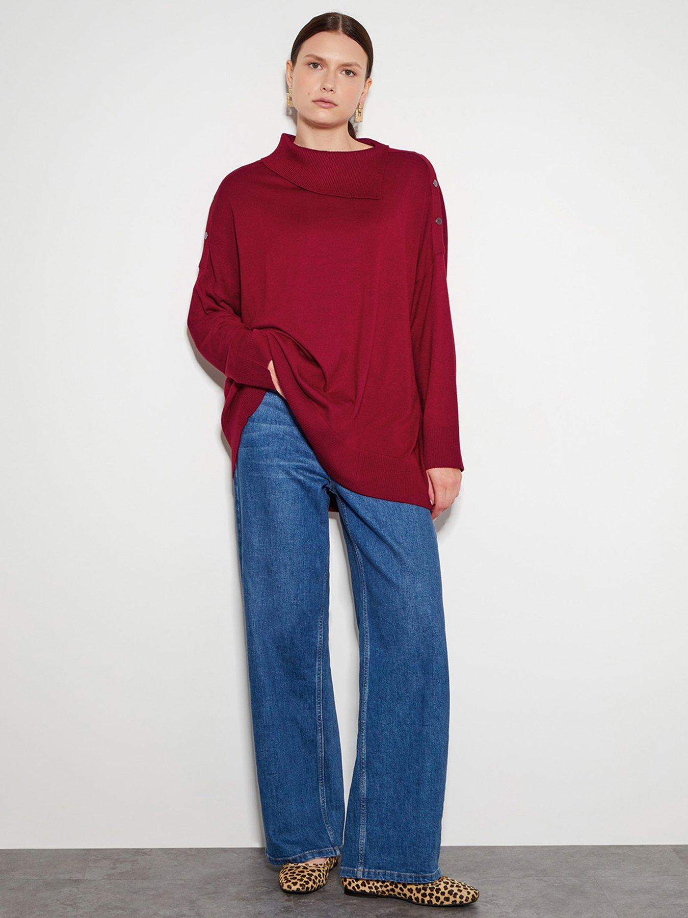 Image 3 of 6 of Monsoon Beth Button Jumper - Red