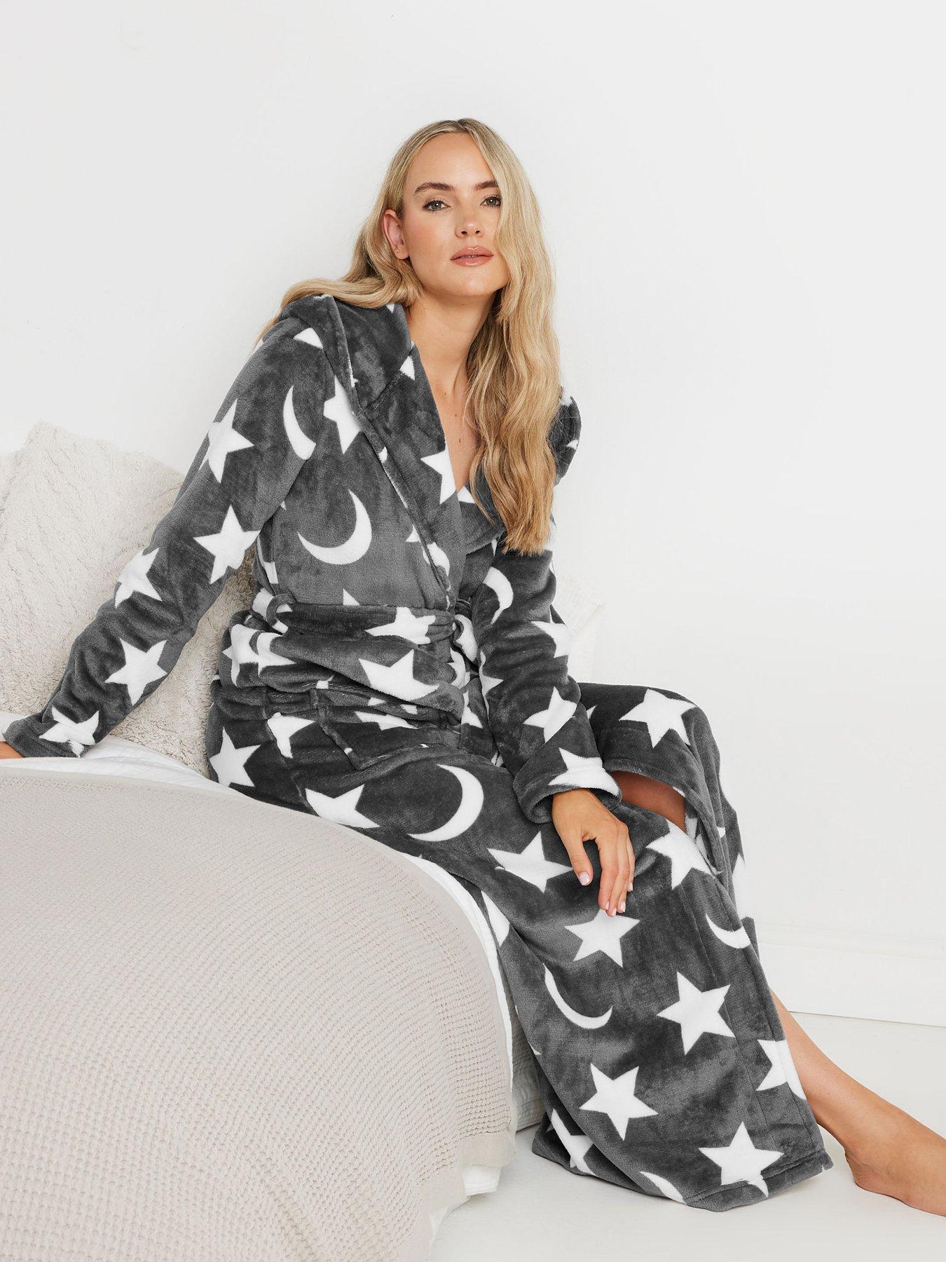 undefined Tall Star And Moon Hooded Maxi Robe - Grey