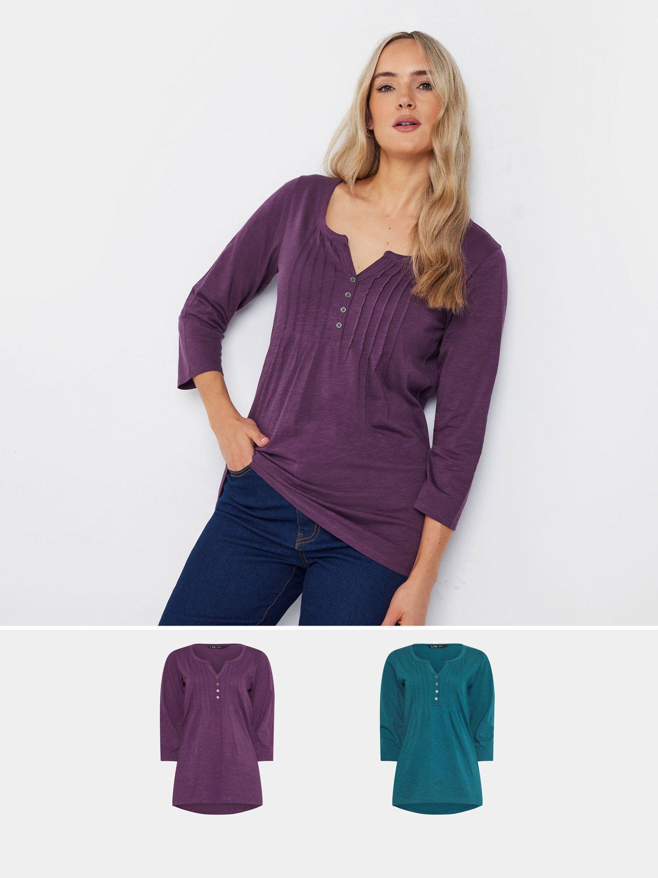 undefined 2 Pack 3/4 Sleeve Pintuck Top - Multi