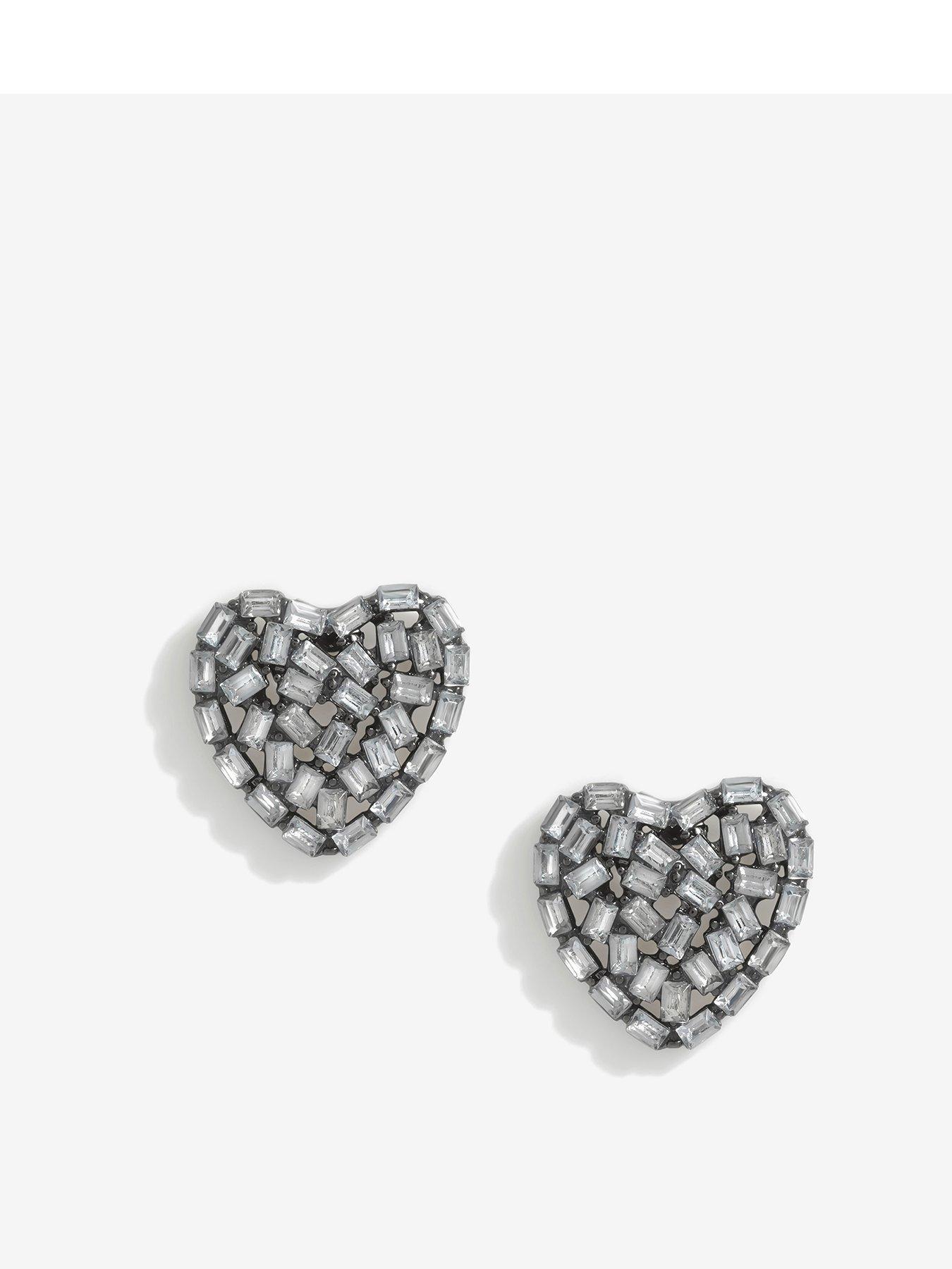 Product photograph of Mood Haematite Heart Stud Earrings from very.co.uk