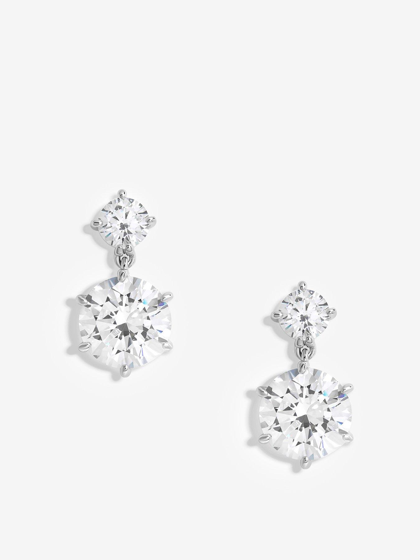 Jon Richard Silver Plated Double Bessel Drop Earrings, Silver, Women