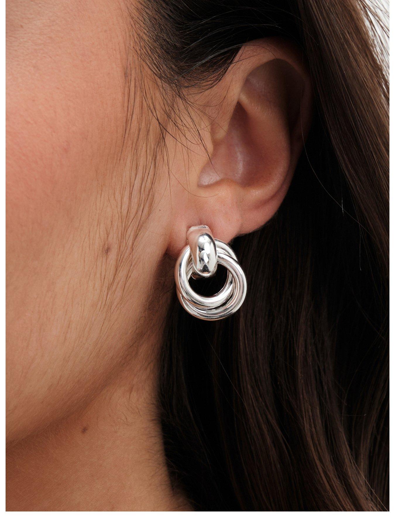 Jon Richard Silver Plated Polished Door Knocker Earrings