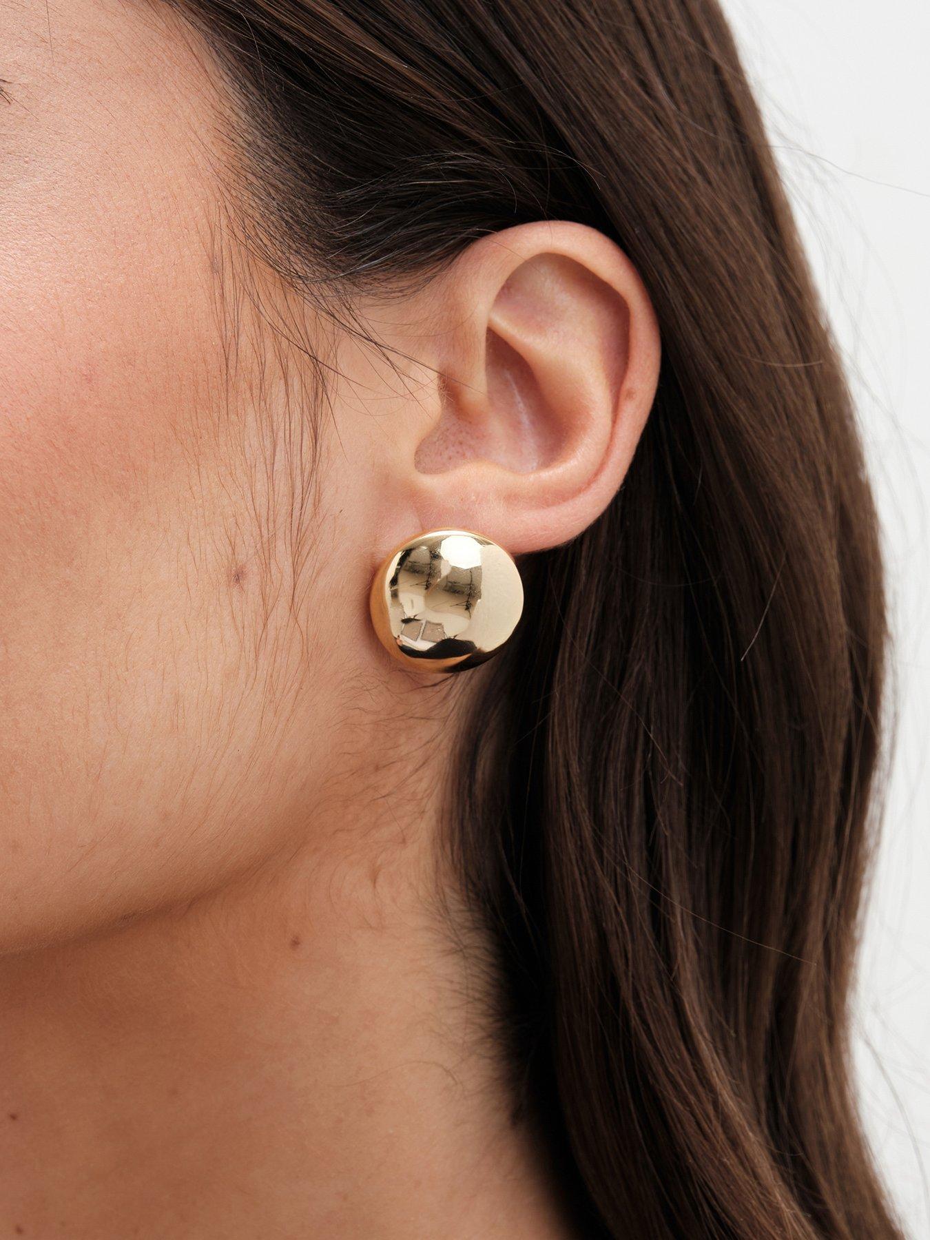 Product photograph of Jon Richard Gold Plated Dome Earrings from very.co.uk