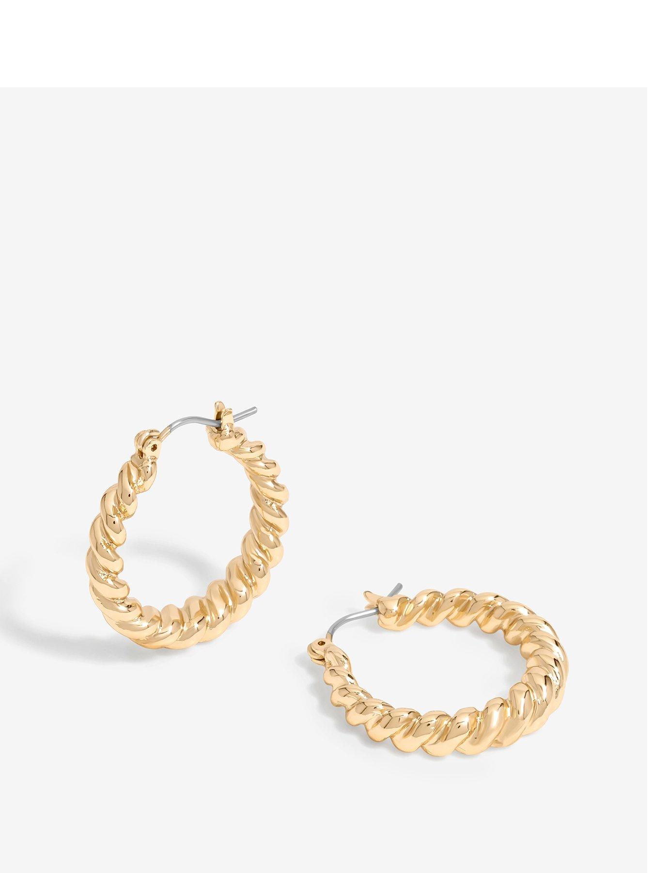 Product photograph of Jon Richard Gold Plated Polished Twist Hoop Earrings from very.co.uk