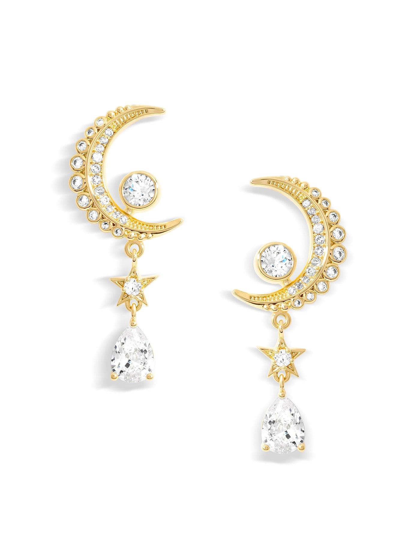 Product photograph of Jon Richard Gold Plated Cubic Zirconia Celestial Earrings from very.co.uk