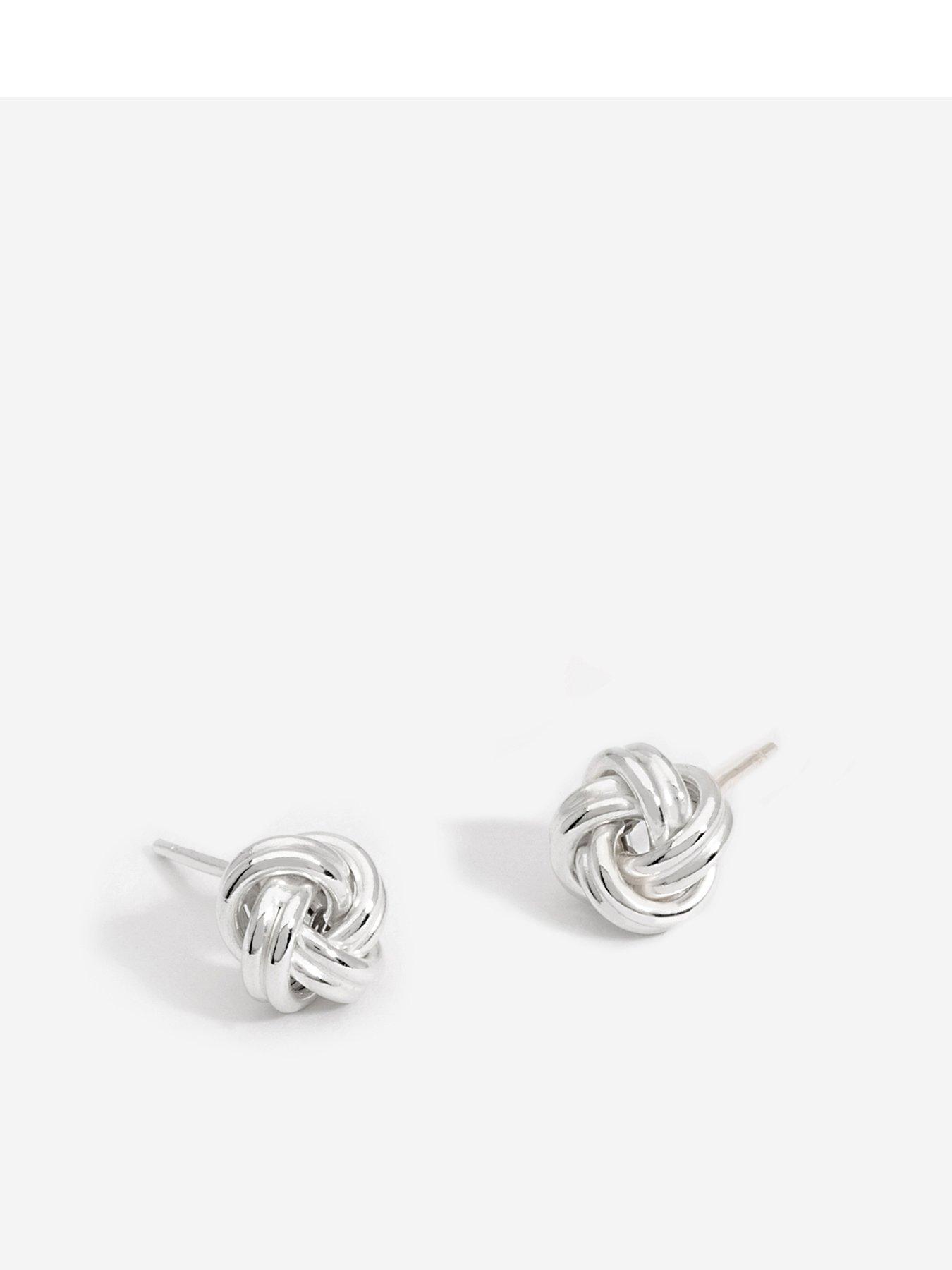 Product photograph of Jon Richard Simply Silver Sterling Silver 925 Polished Woven Knot Stud Earrings from very.co.uk