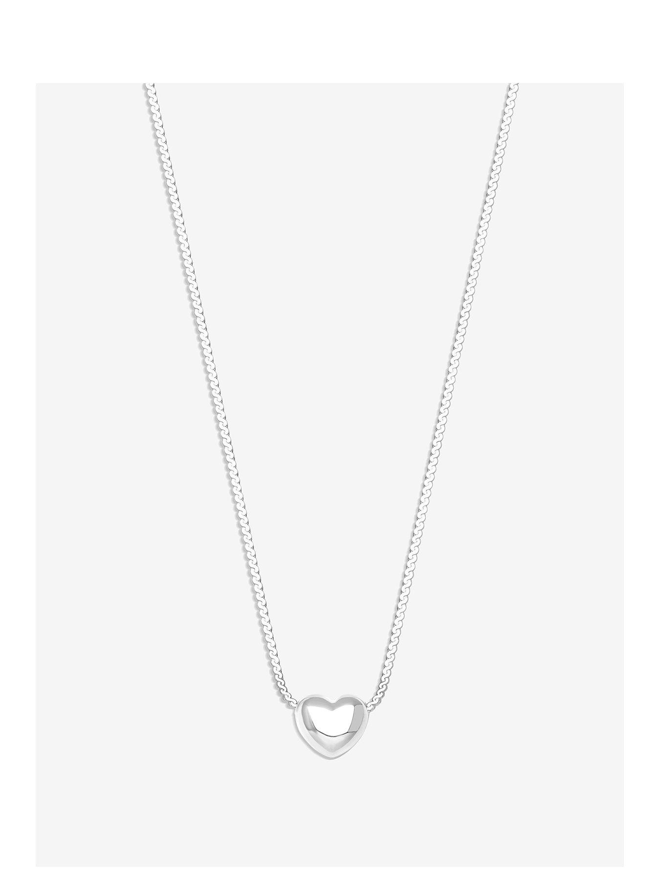 Product photograph of Simply Silver Sterling Silver 925 Puff Heart Threaded Chain Necklace from very.co.uk