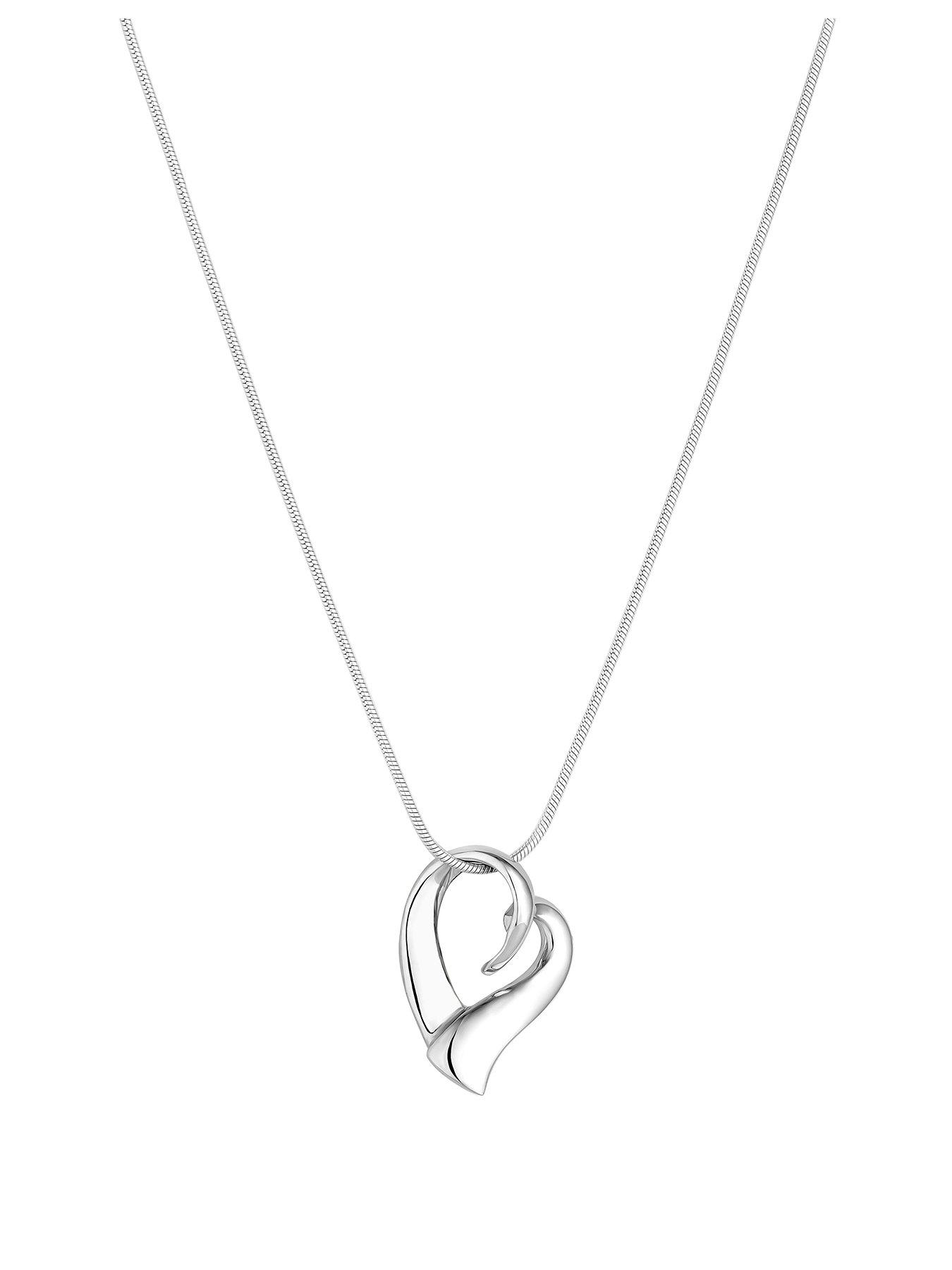 Product photograph of Simply Silver Sterling Silver 925 Polished Open Tapered Heart Pendant Necklace from very.co.uk