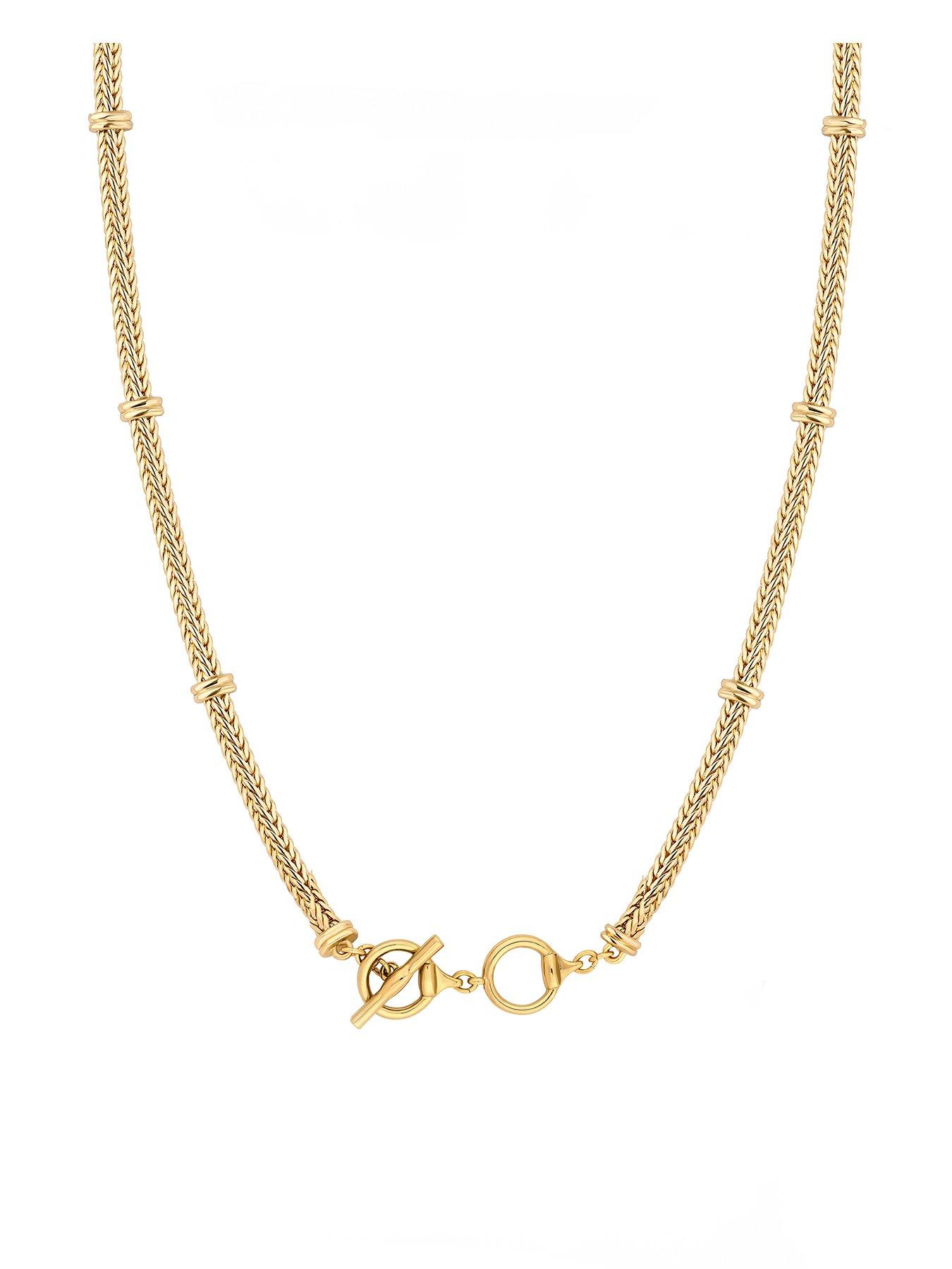 Product photograph of Mood Gold Flat Cobra Station Chain Necklace from very.co.uk