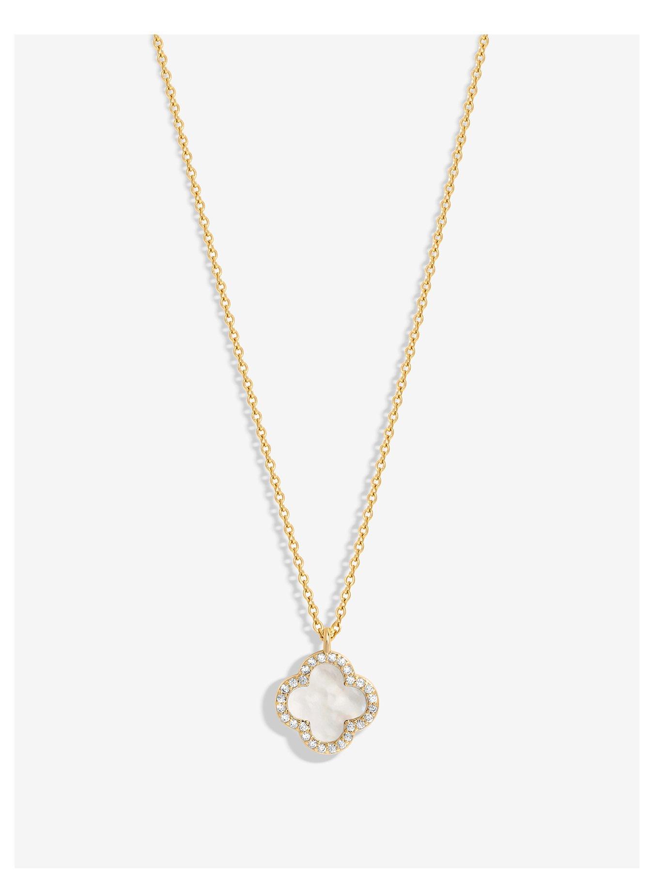 Product photograph of Jon Richard Gold Plated And Mother Of Pearl Clover Pendant Necklace from very.co.uk